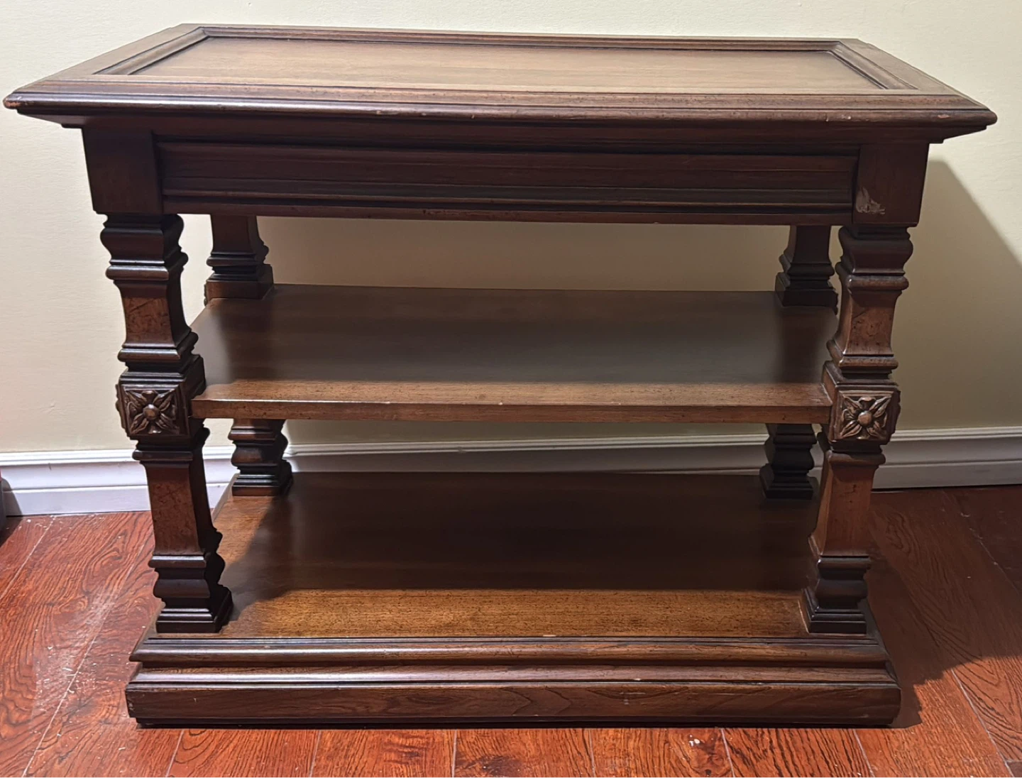 Wooden End Table with Shelves - photo 2