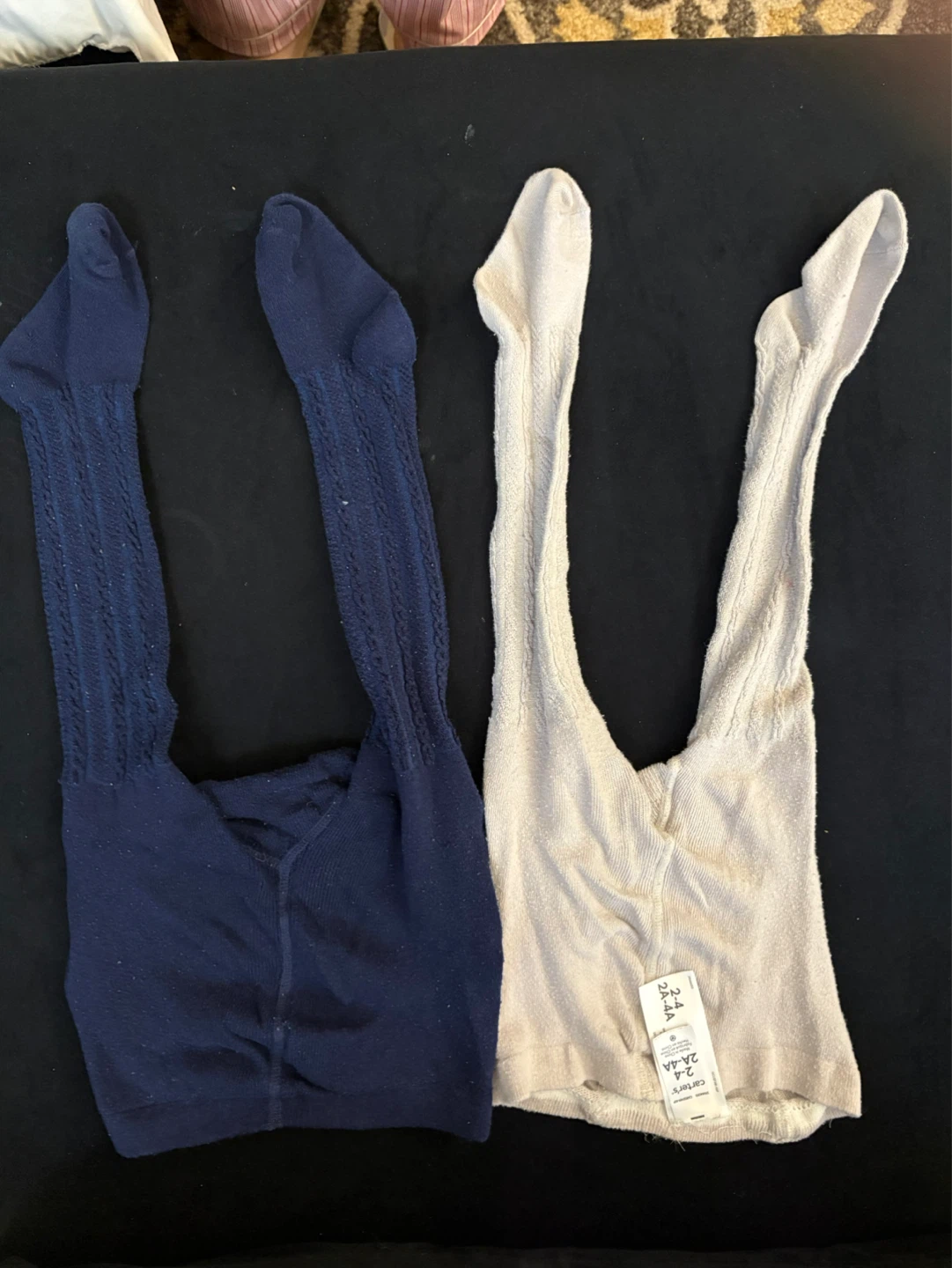 Carter's Baby Tights - Navy and Cream (Size 2-4)