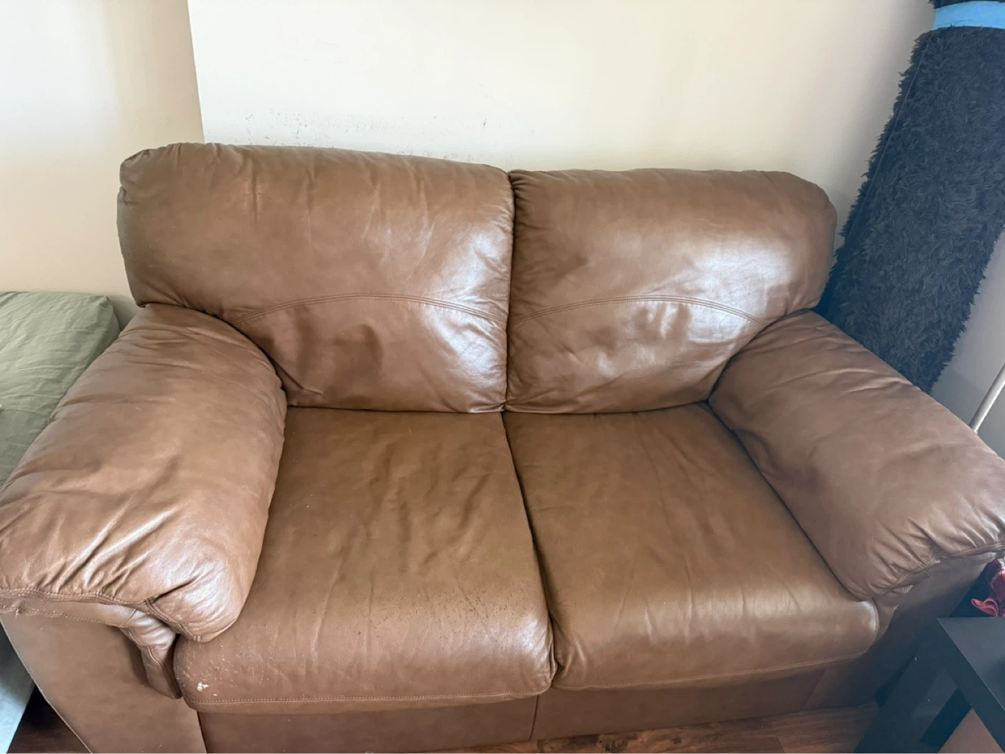 Moving Giveaway- Brown Leather Loveseat Sofa
