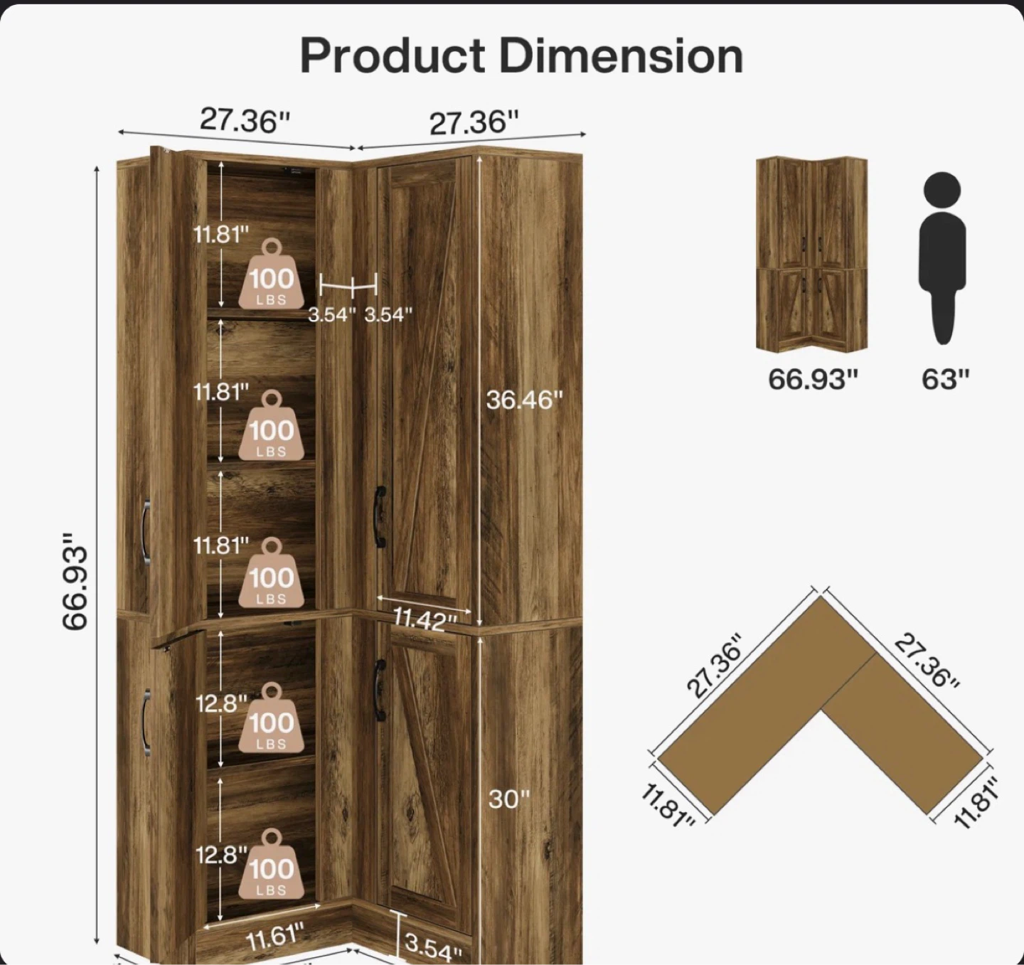 Rustic Wood Corner Cabinet - photo 4