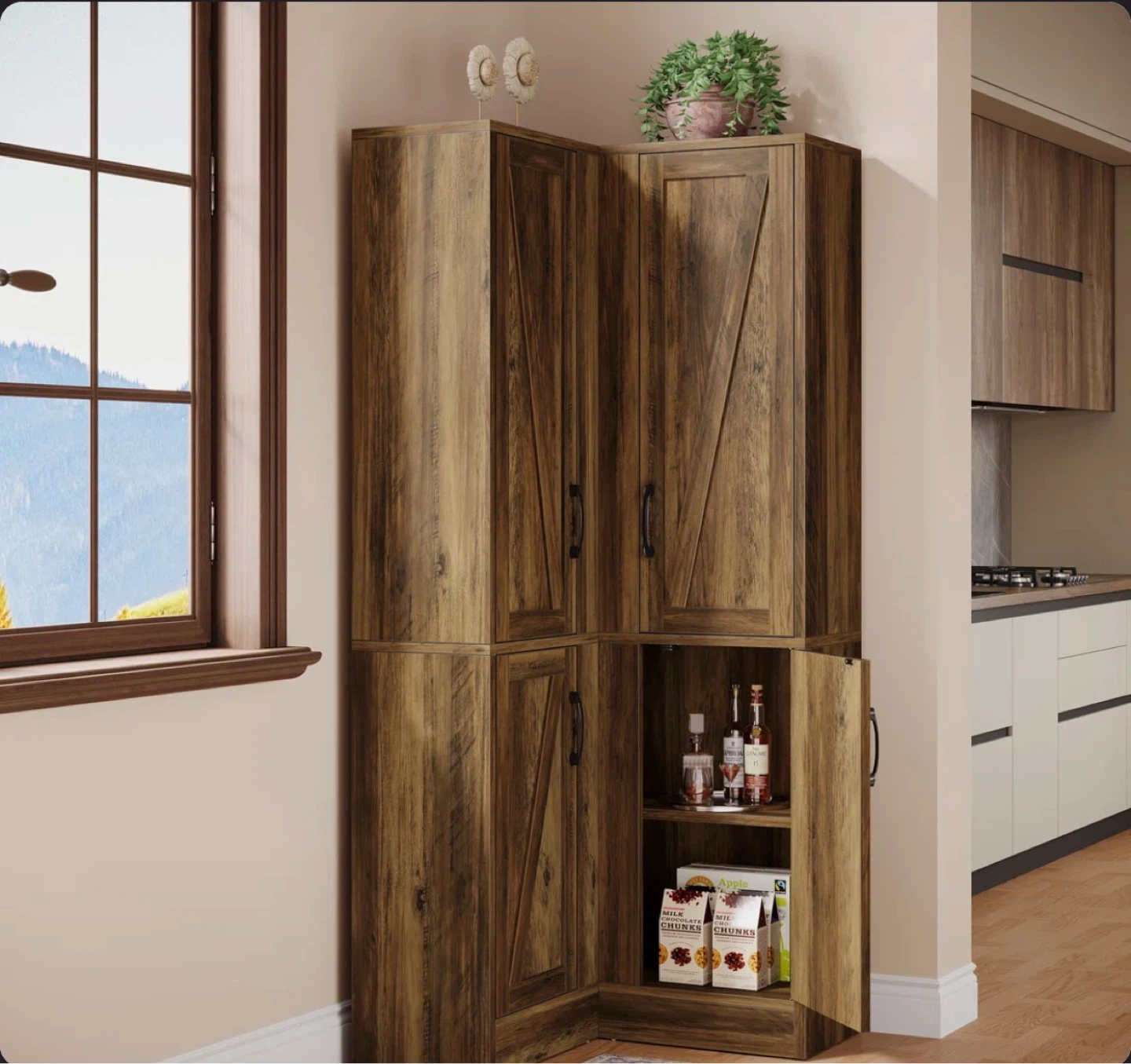 Rustic Wood Corner Cabinet - photo 3