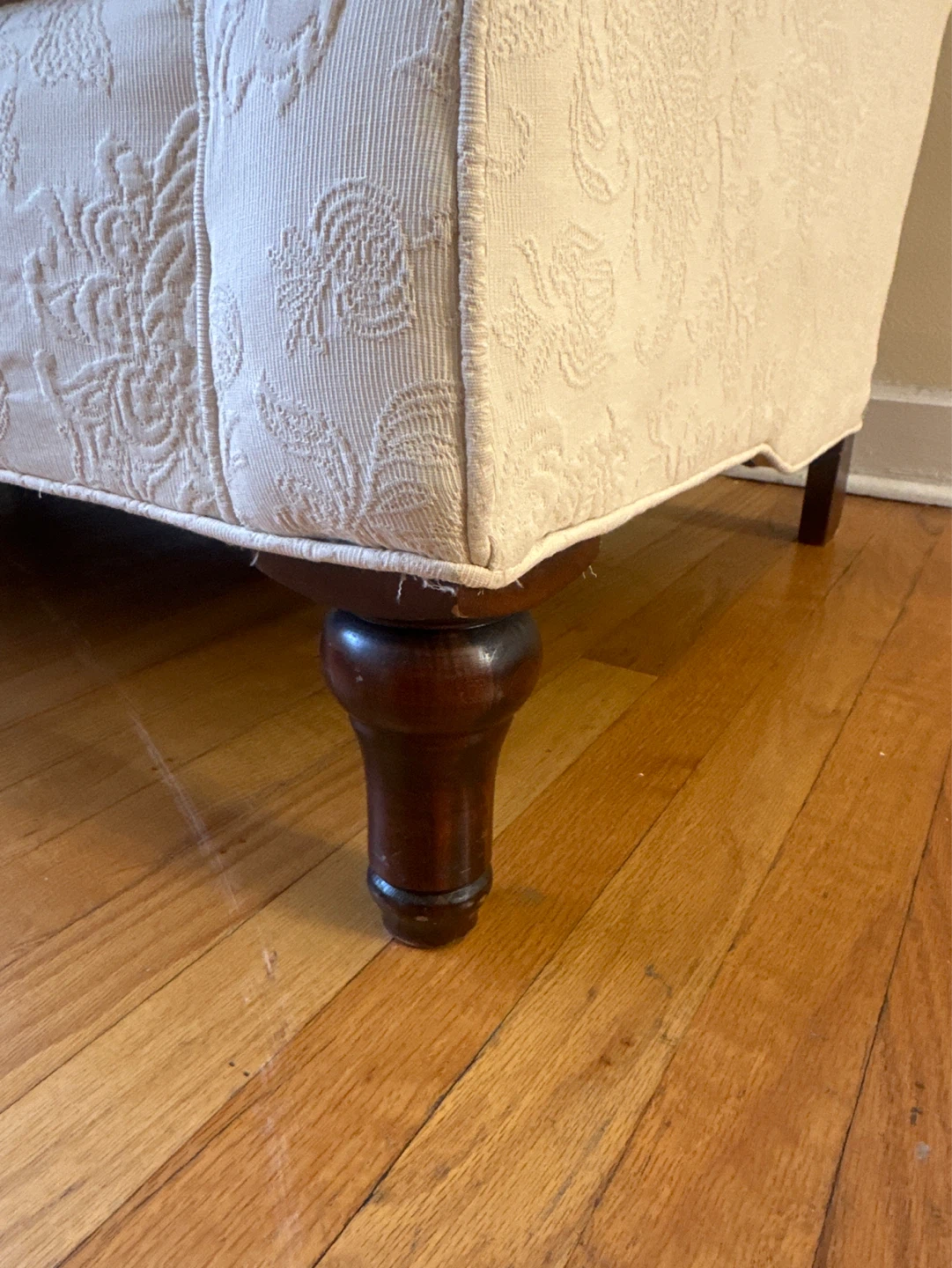Cream Upholstered Loveseat with Floral Pattern - photo 4