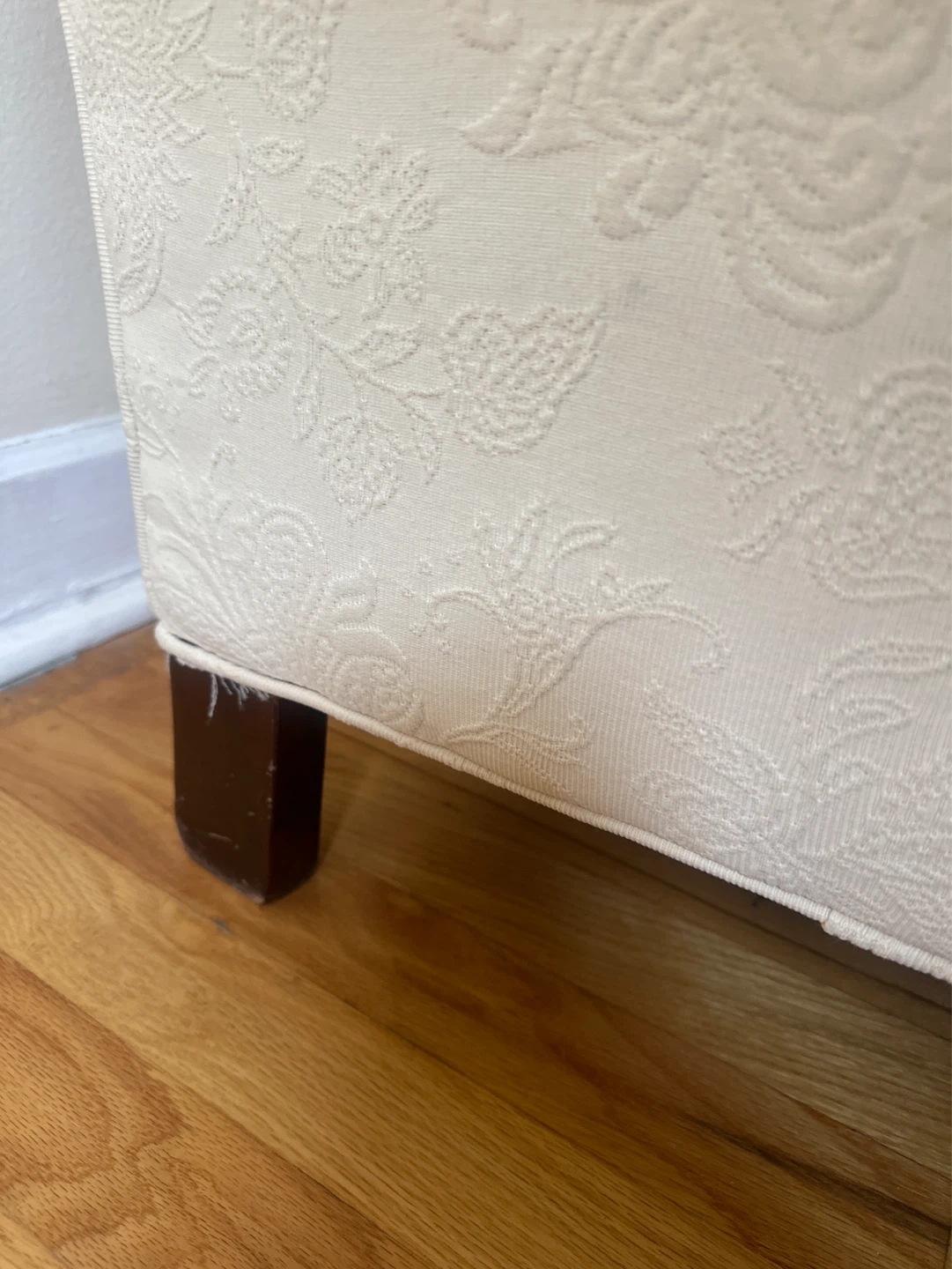 Cream Upholstered Loveseat with Floral Pattern - photo 3