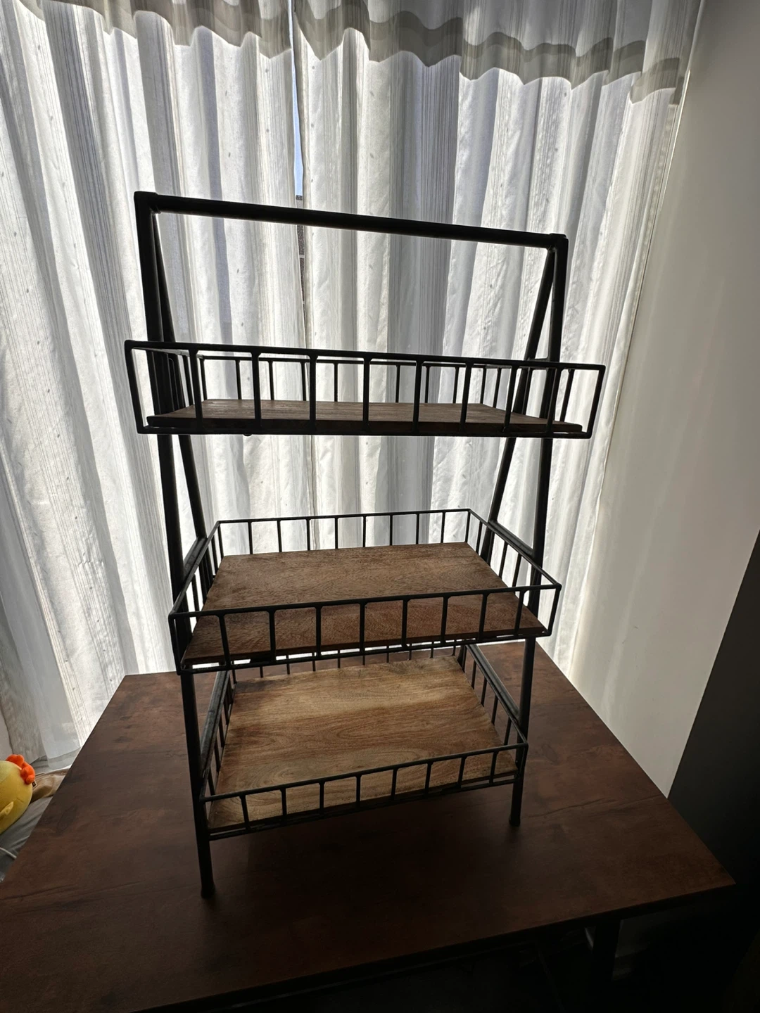 3-Tier Metal and Wood Shelf Unit
