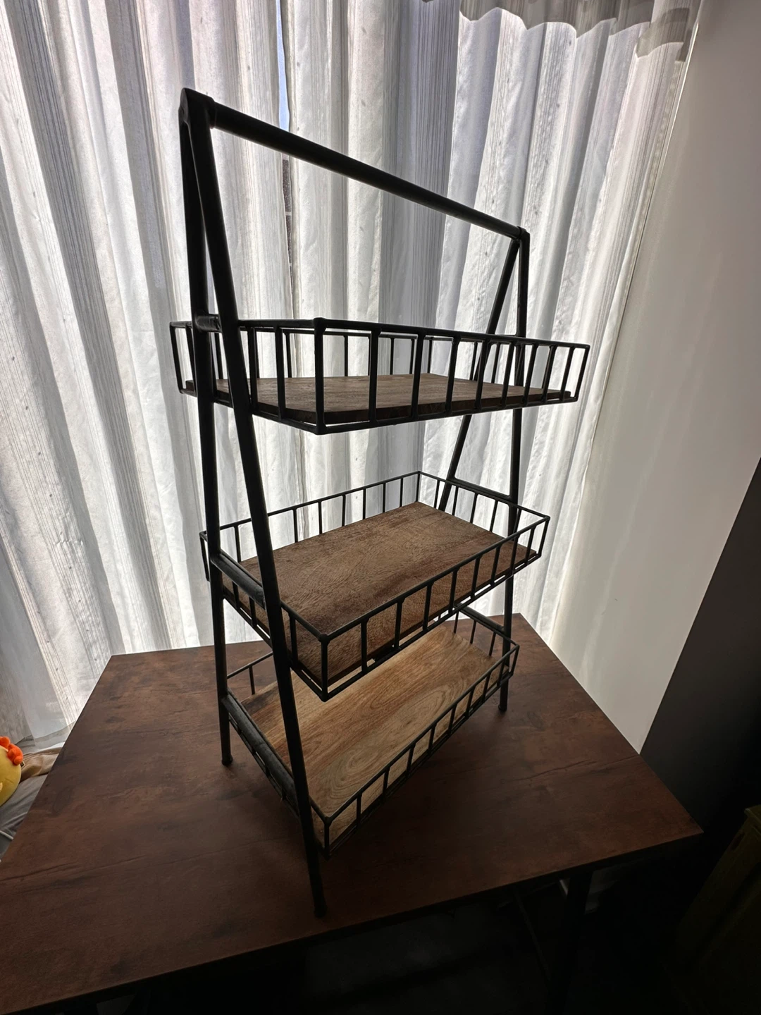 3-Tier Metal and Wood Shelf Unit - photo 2