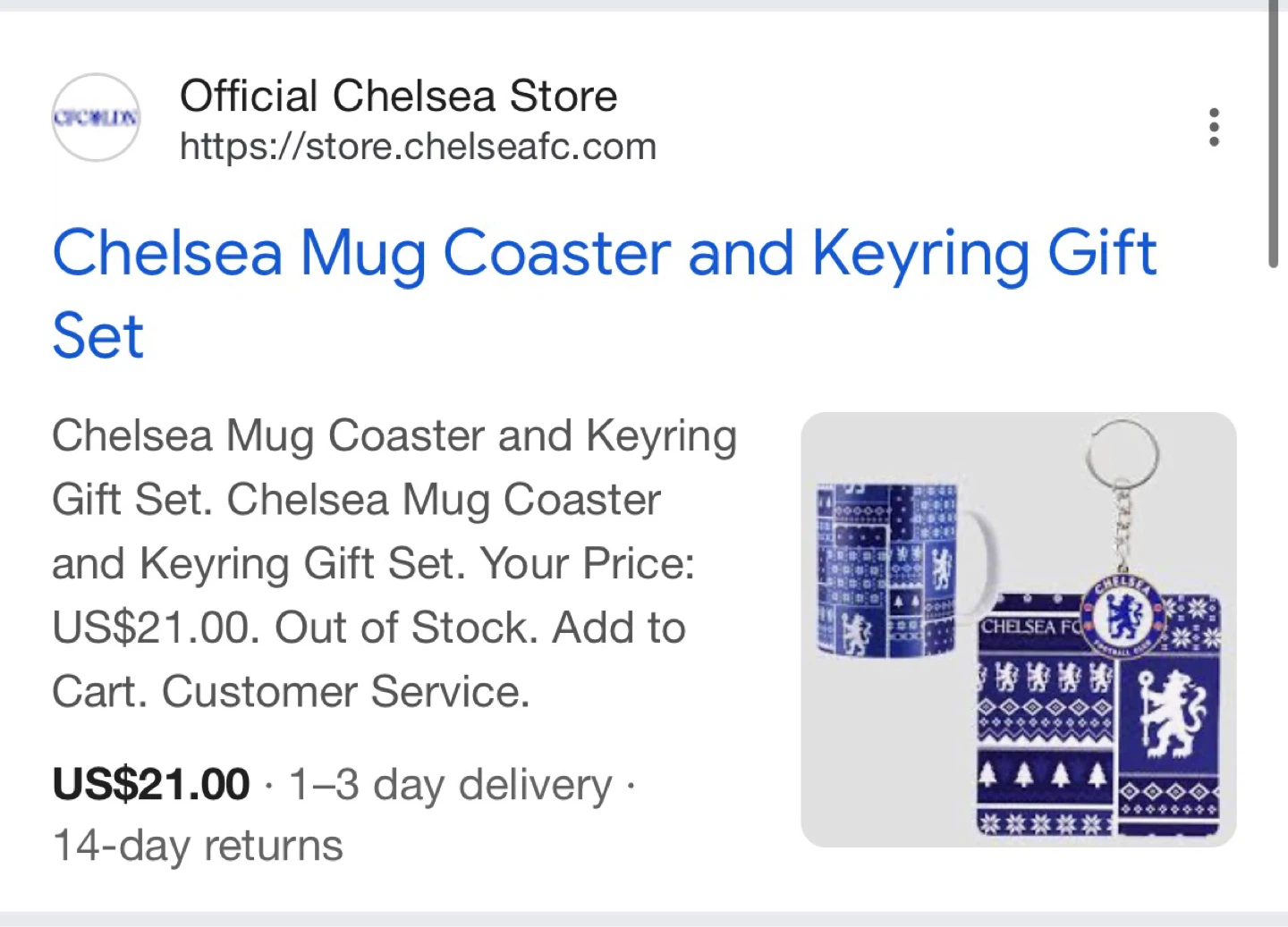 Chelsea FC Mug, Coaster & Keyring Gift Set - photo 2