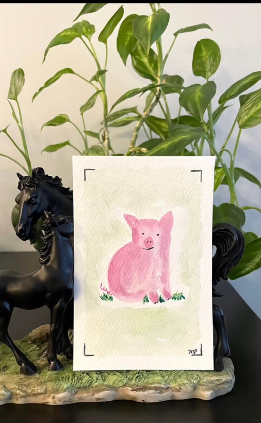 Watercolour animal paintings 4x6 - photo 4