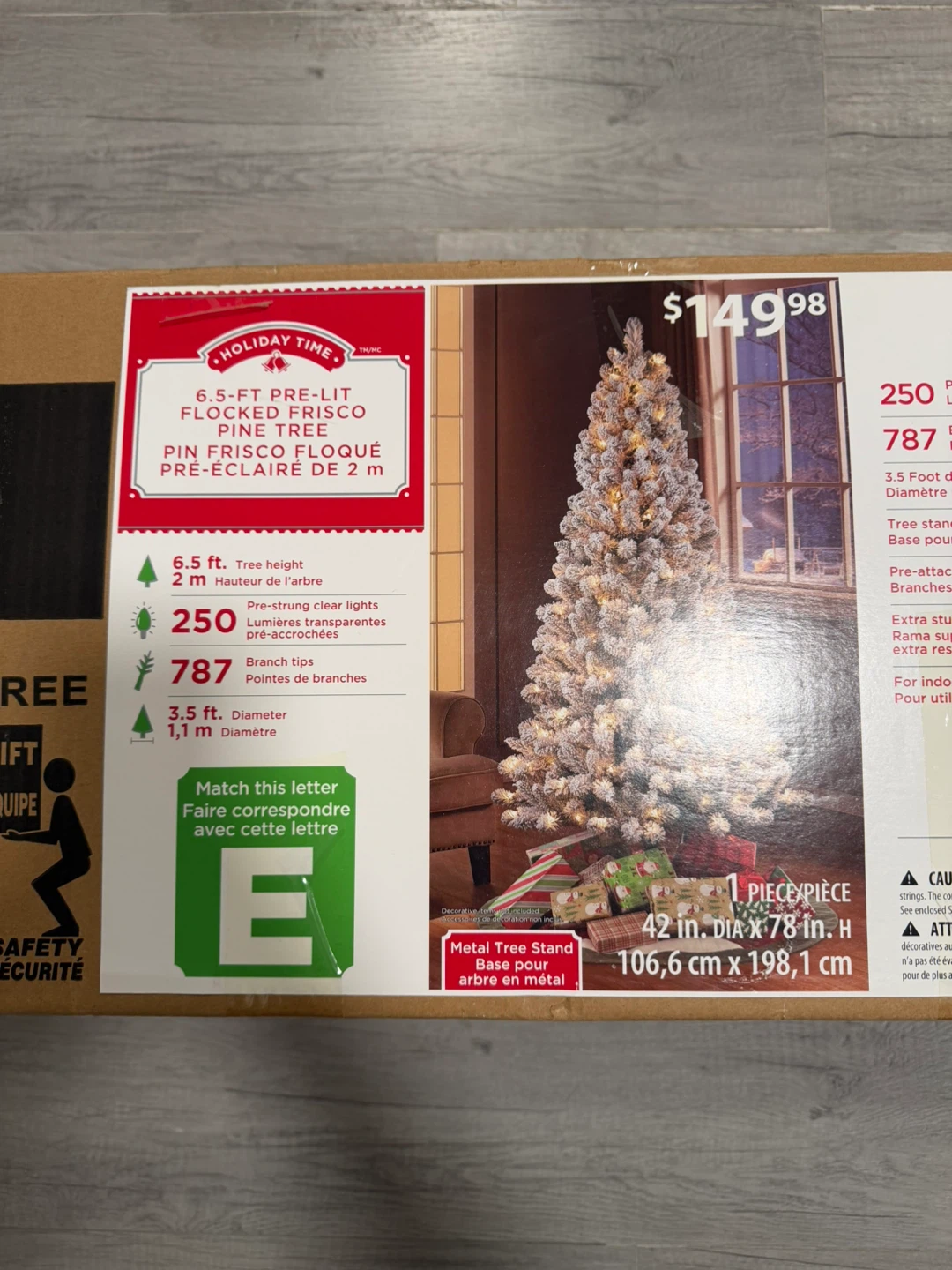 Christmas Tree - 6.5-FT Pre-Lit Flocked Frisco Pine Tree