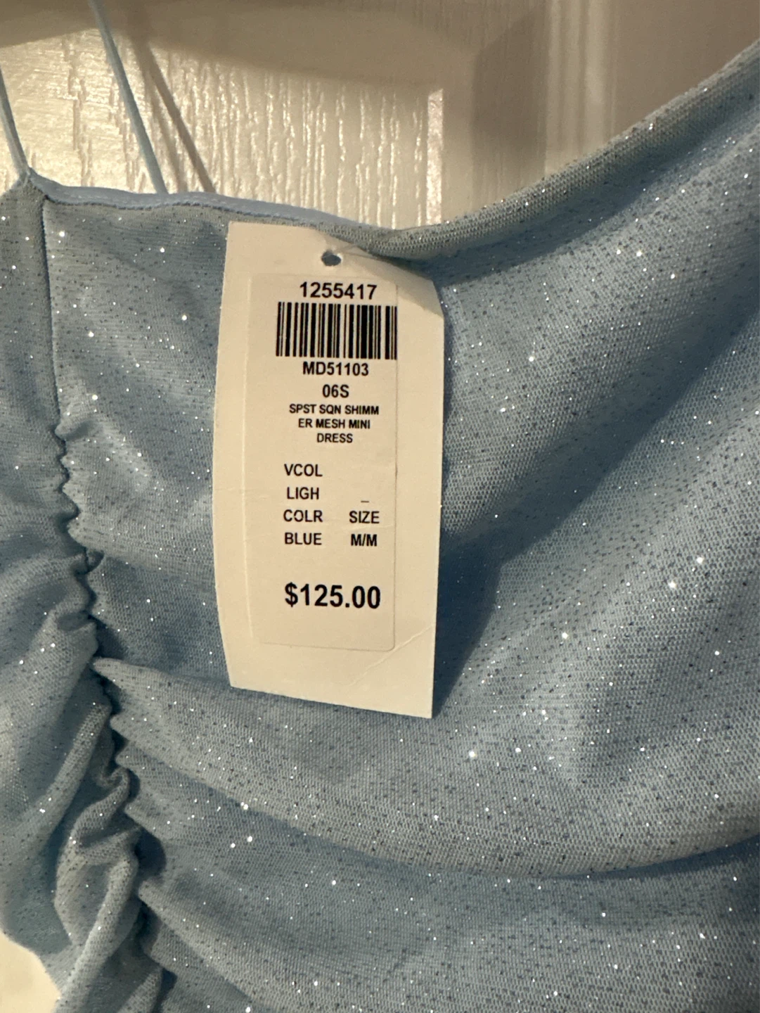 HONEY Sparkle Ruched Mini Dress - Light Blue M/M - photo 2