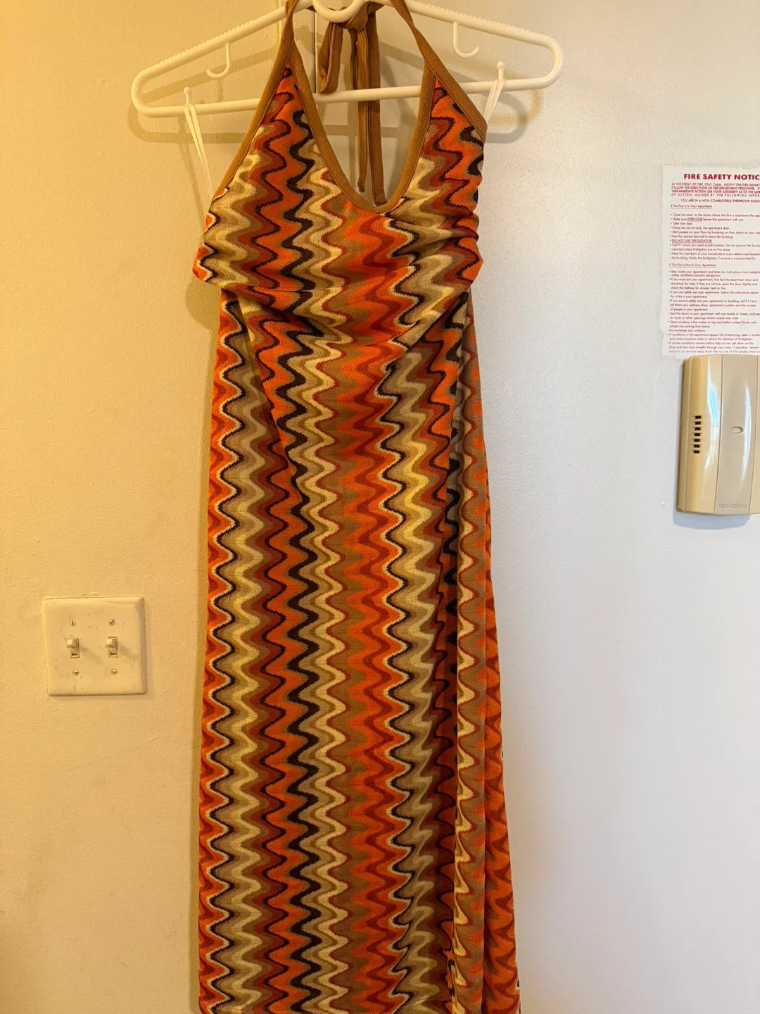 Womens Retro Zig Zag Print Maxi Dress