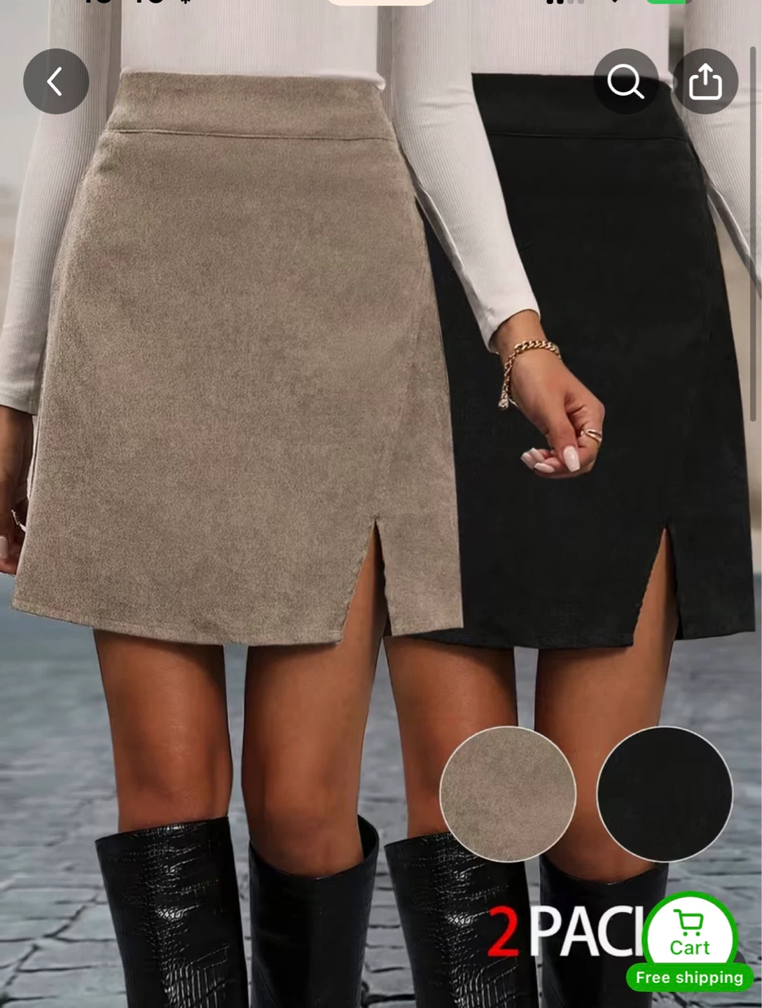 2 Pack Mini Skirts - Black & Taupe