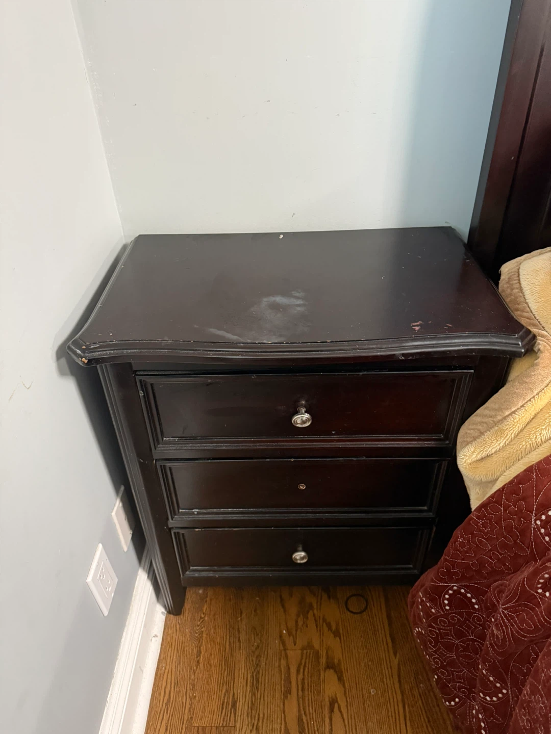 Dark Brown 3-Drawer Nightstand - photo 2