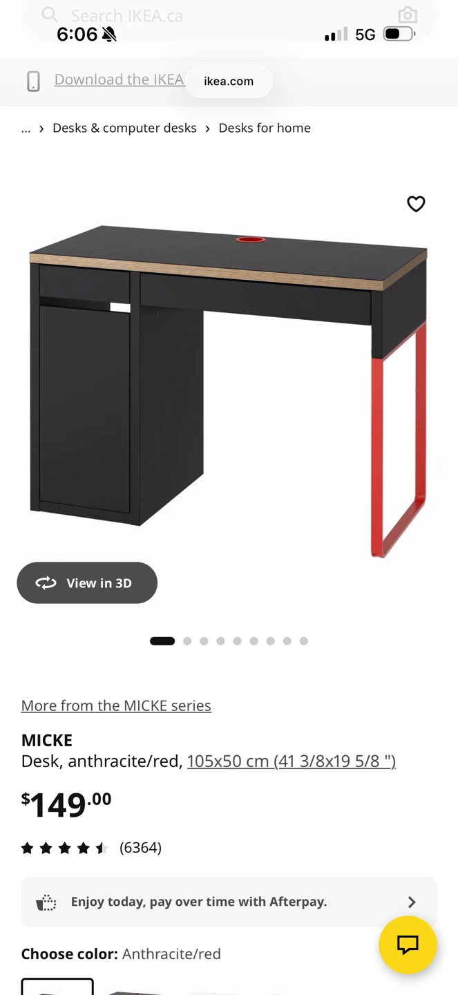 IKEA MICKE Desk - Anthracite/Red
