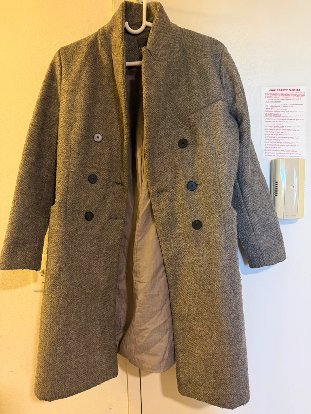 Primark Grey Herringbone Wool Blend Coat