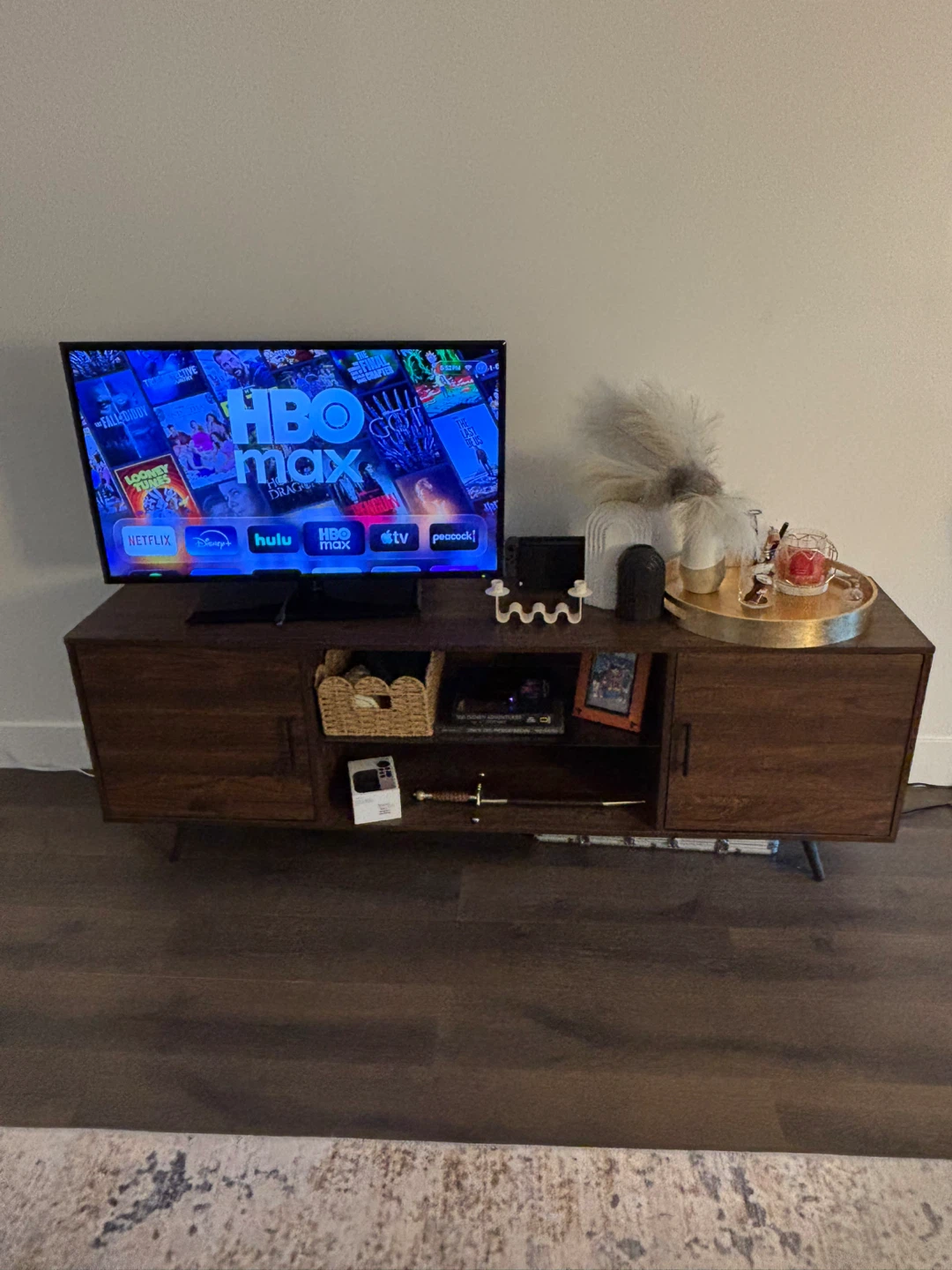 FREE FOR PICKUP: Mid Century Modern Walnut TV Stand with Storage