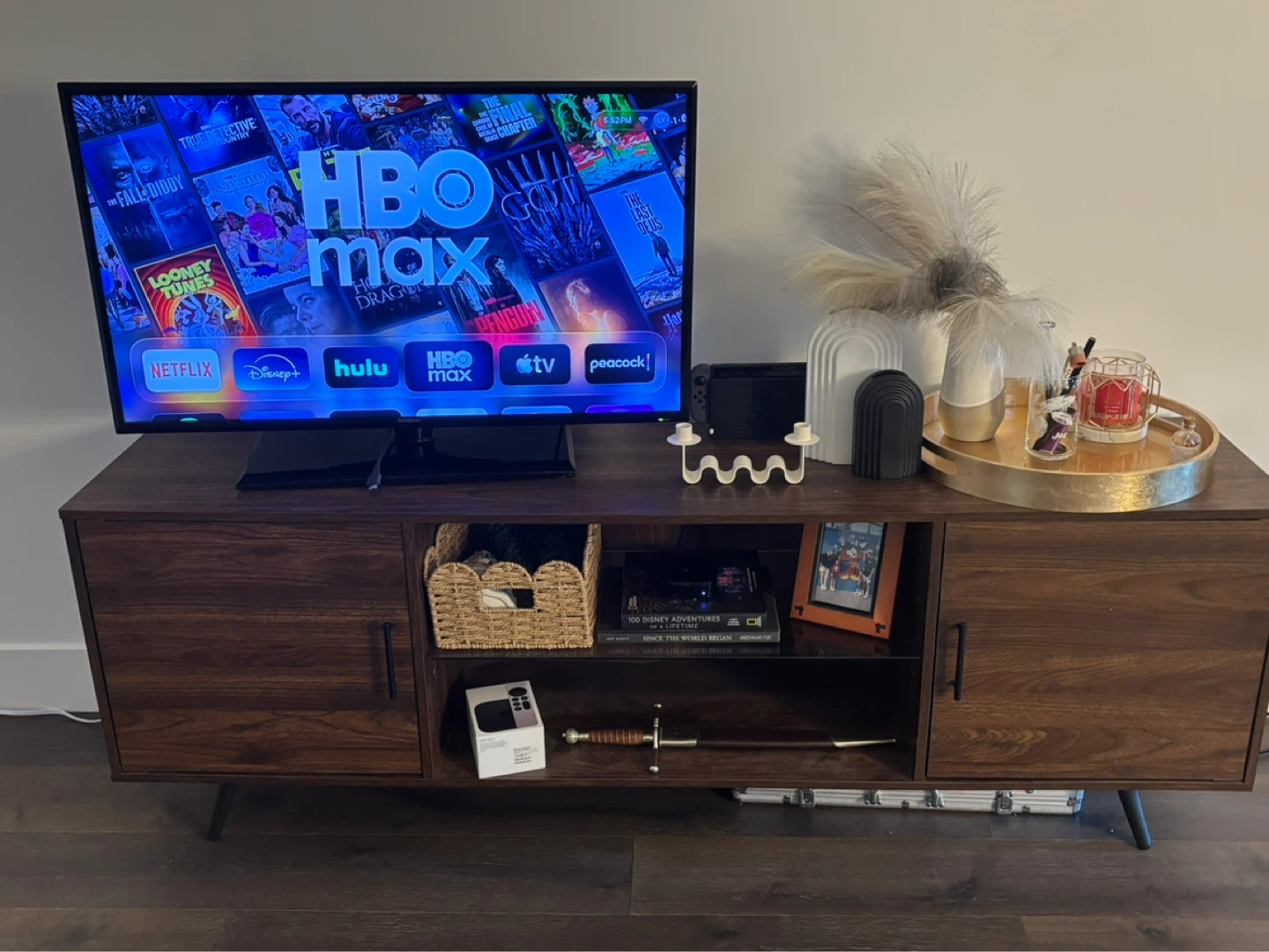 FREE FOR PICKUP: Mid Century Modern Walnut TV Stand with Storage - photo 2