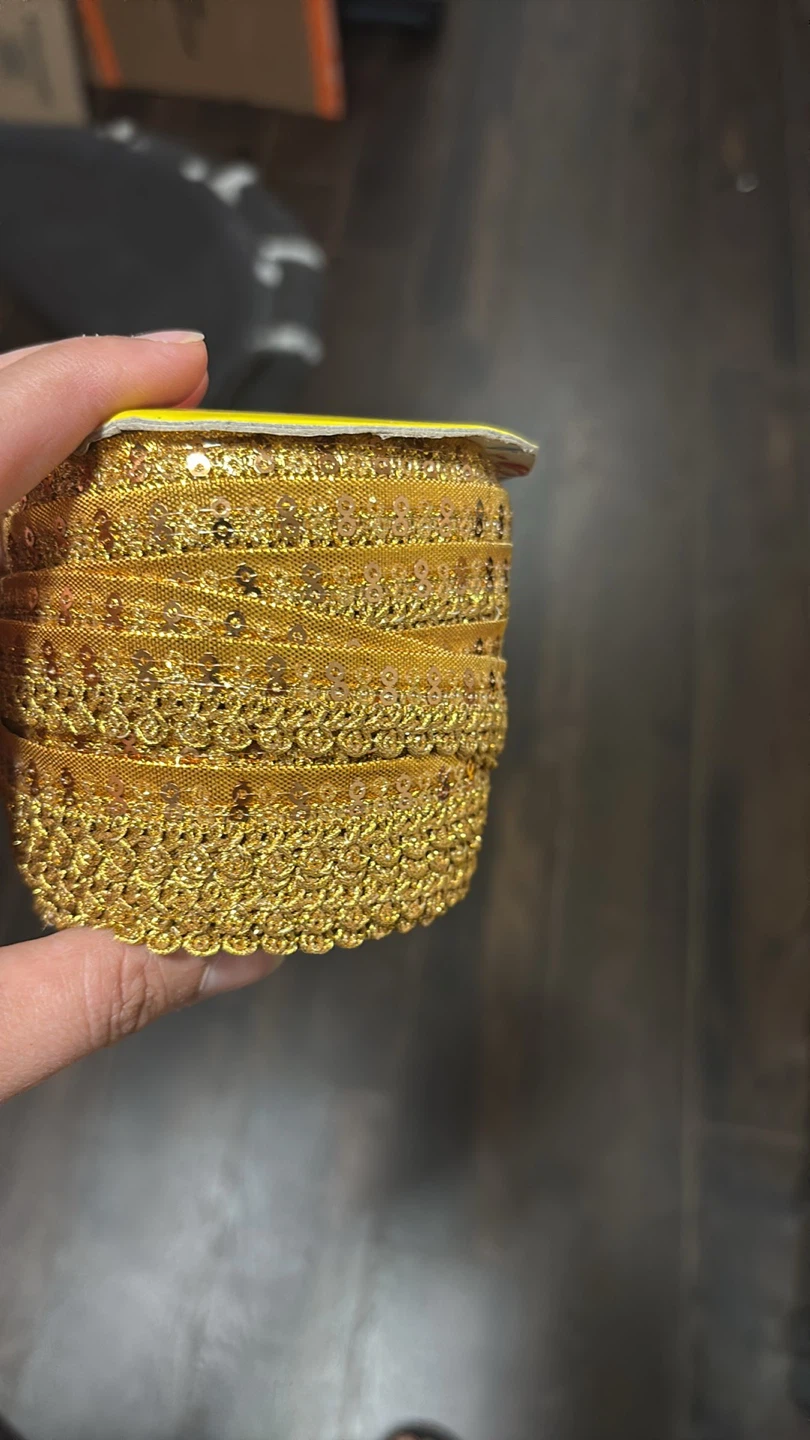 Fancy Laces Gold Trim with Sequins and Beads - photo 3