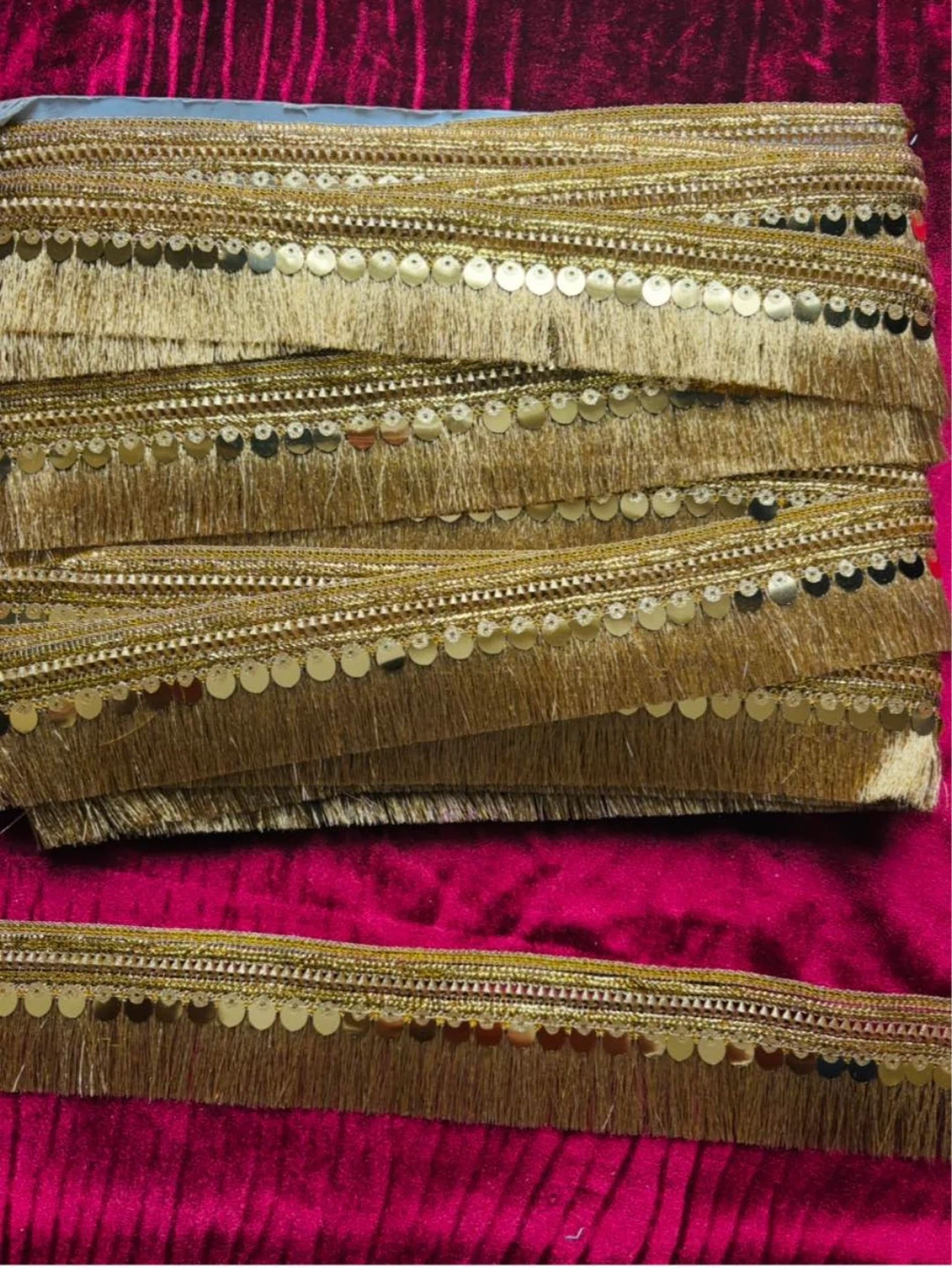 Fancy Laces Gold Trim with Sequins and Beads
