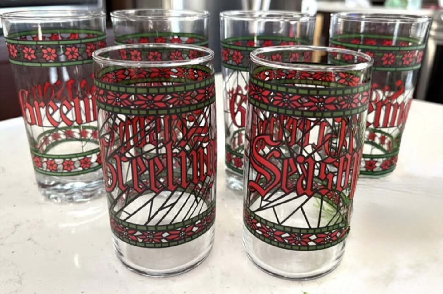 Set of 6 "Merry Christmas" "Happy Holidays" Tumbler Glasses