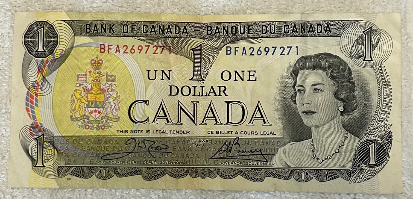 1973 Canada One Dollar Bill - Queen Elizabeth II