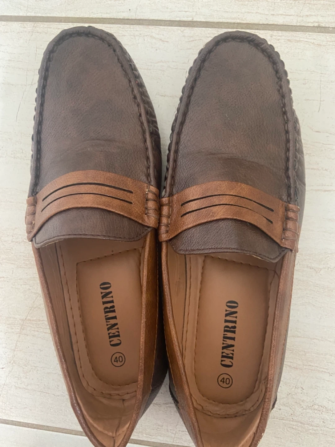 Centrino Men's Brown Leather Loafer Shoes Size 40 - photo 2