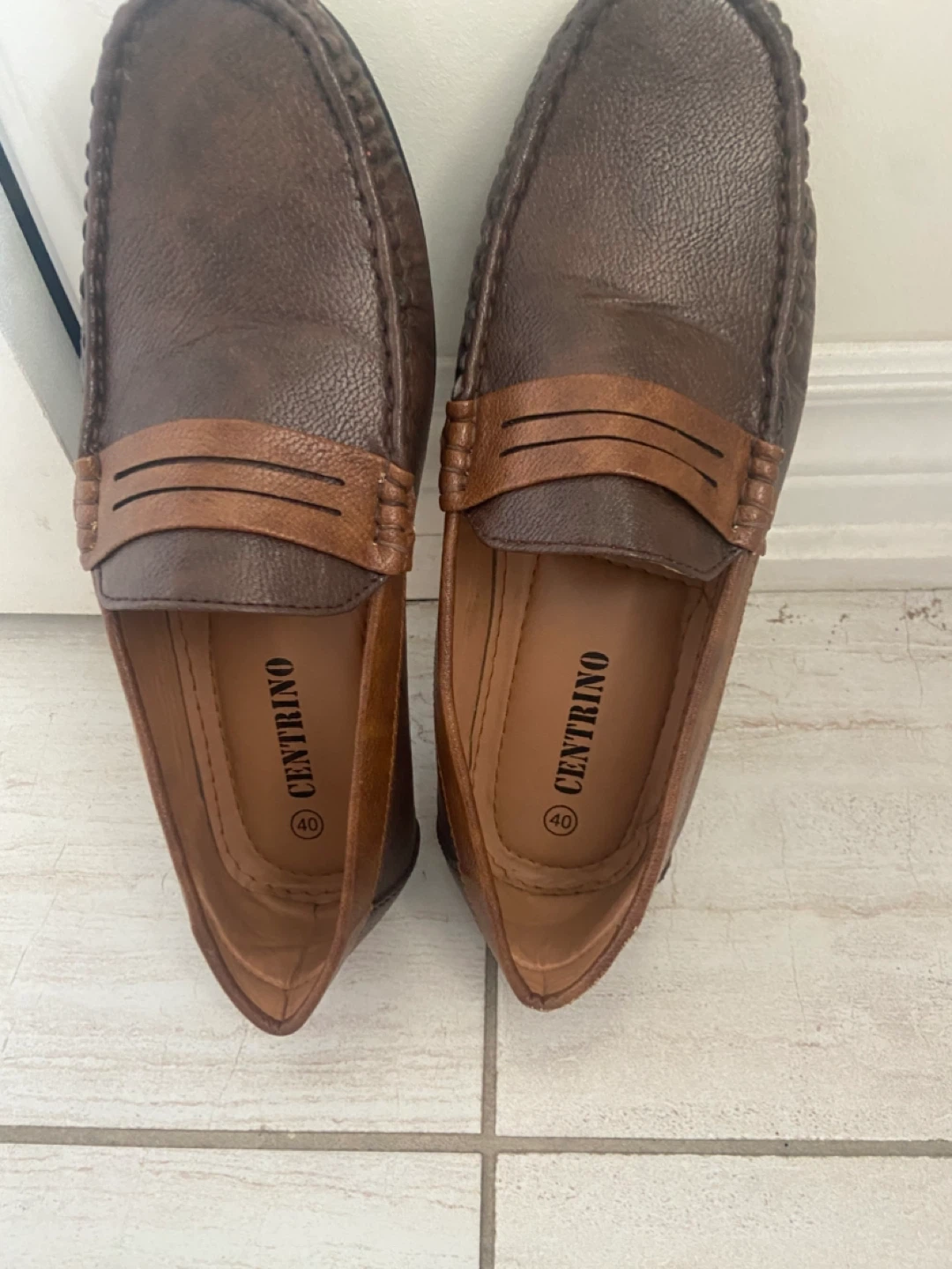 Centrino Men's Brown Leather Loafer Shoes Size 40