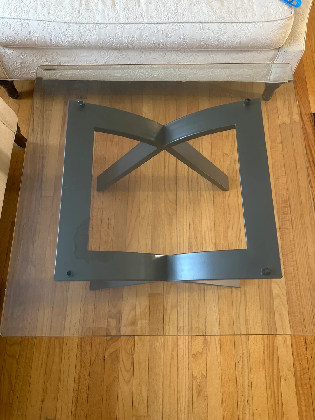 Glass Top Coffee Table with Metal Base - photo 3