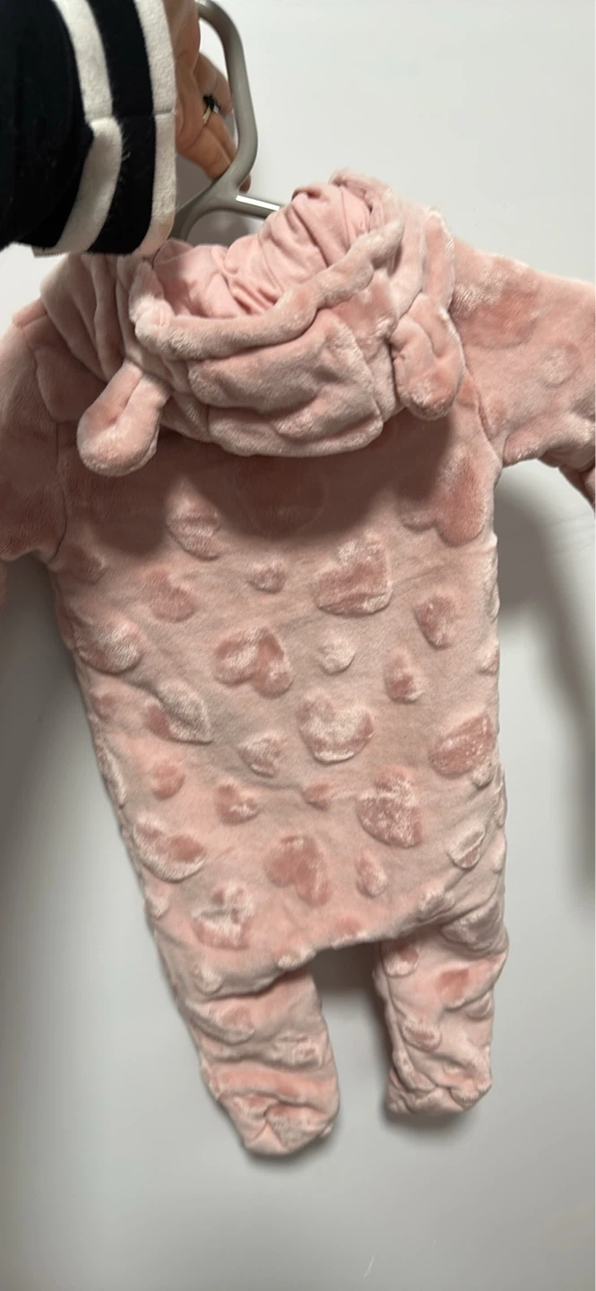 Juno's Baby Pink Heart Fleece Footie Pajamas 6-12 Months - photo 2