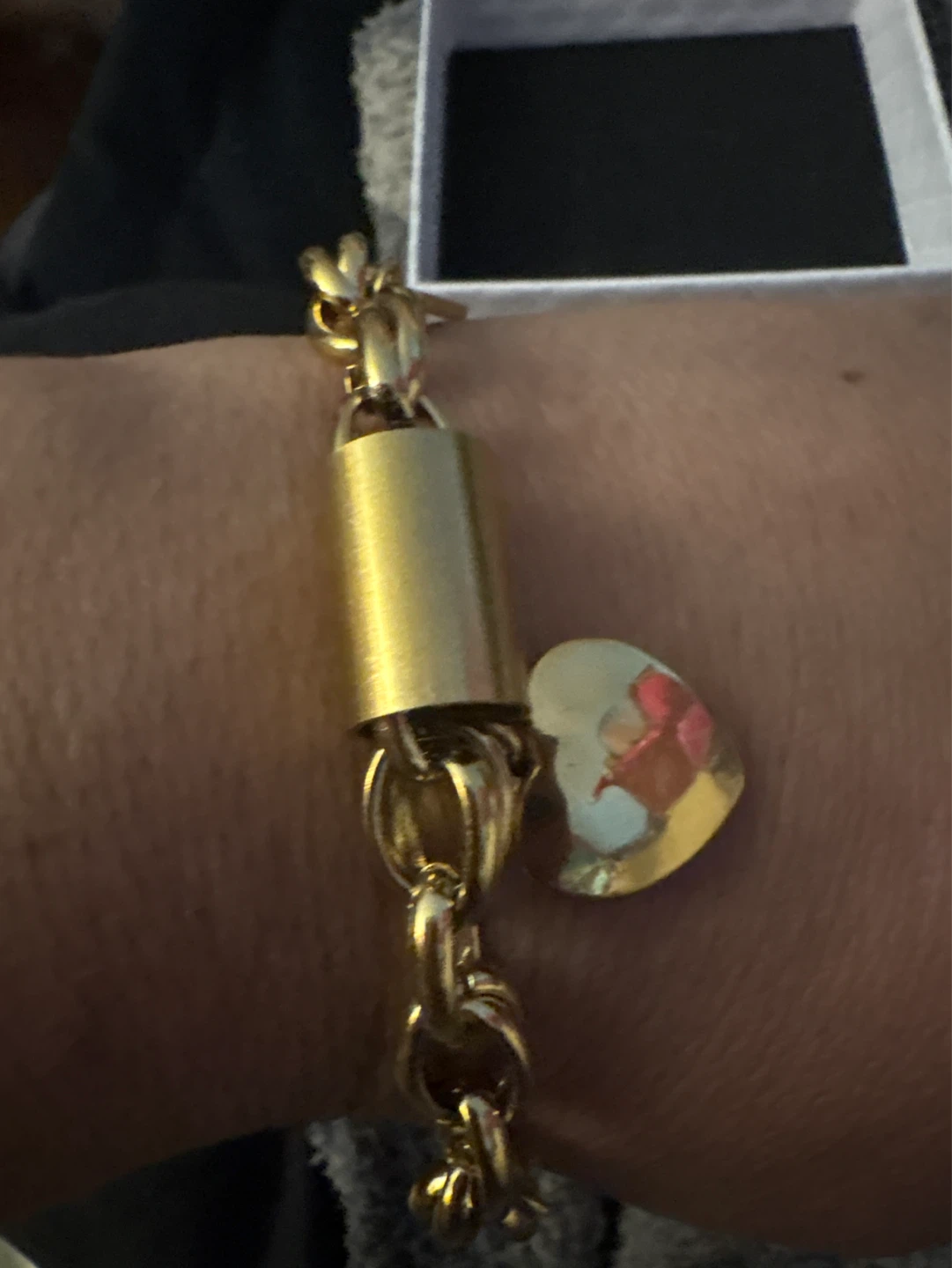 🌱 New 18K Gold SS  Lock and Heart Charm Bracelet - photo 2