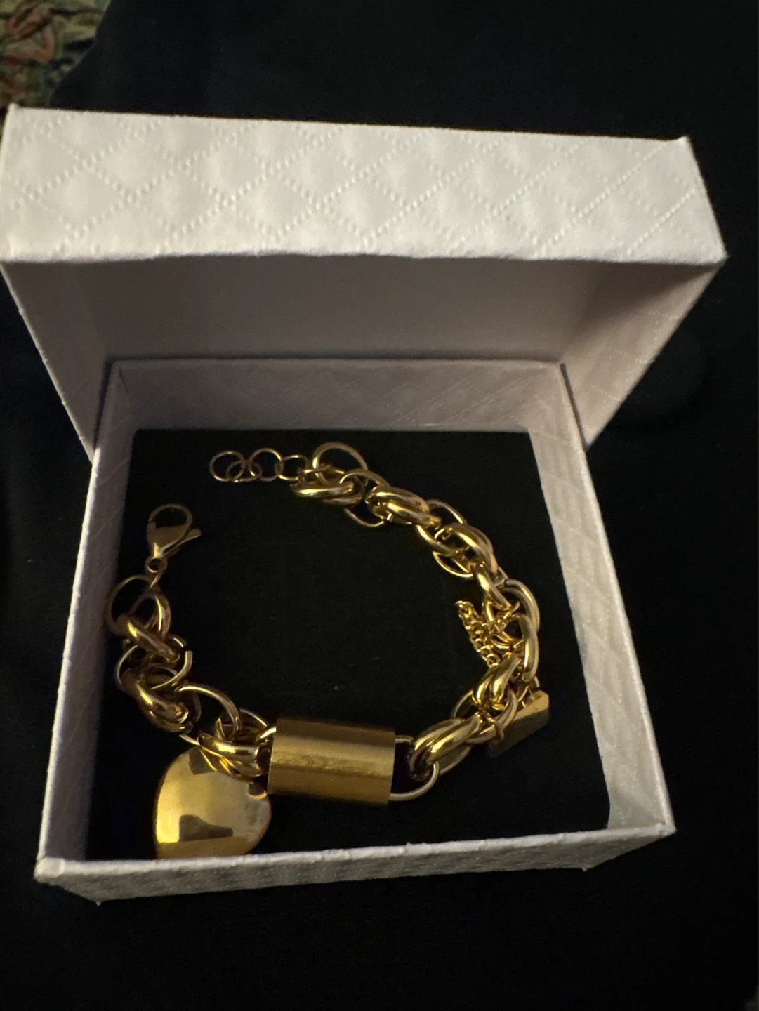 🌱 New 18K Gold SS  Lock and Heart Charm Bracelet - photo 5