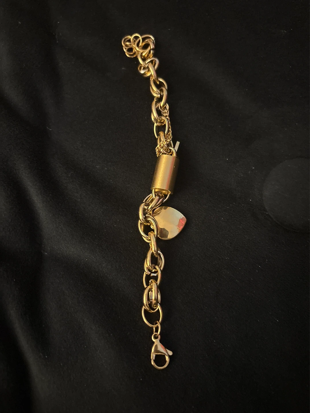 🌱 New 18K Gold SS  Lock and Heart Charm Bracelet - photo 4