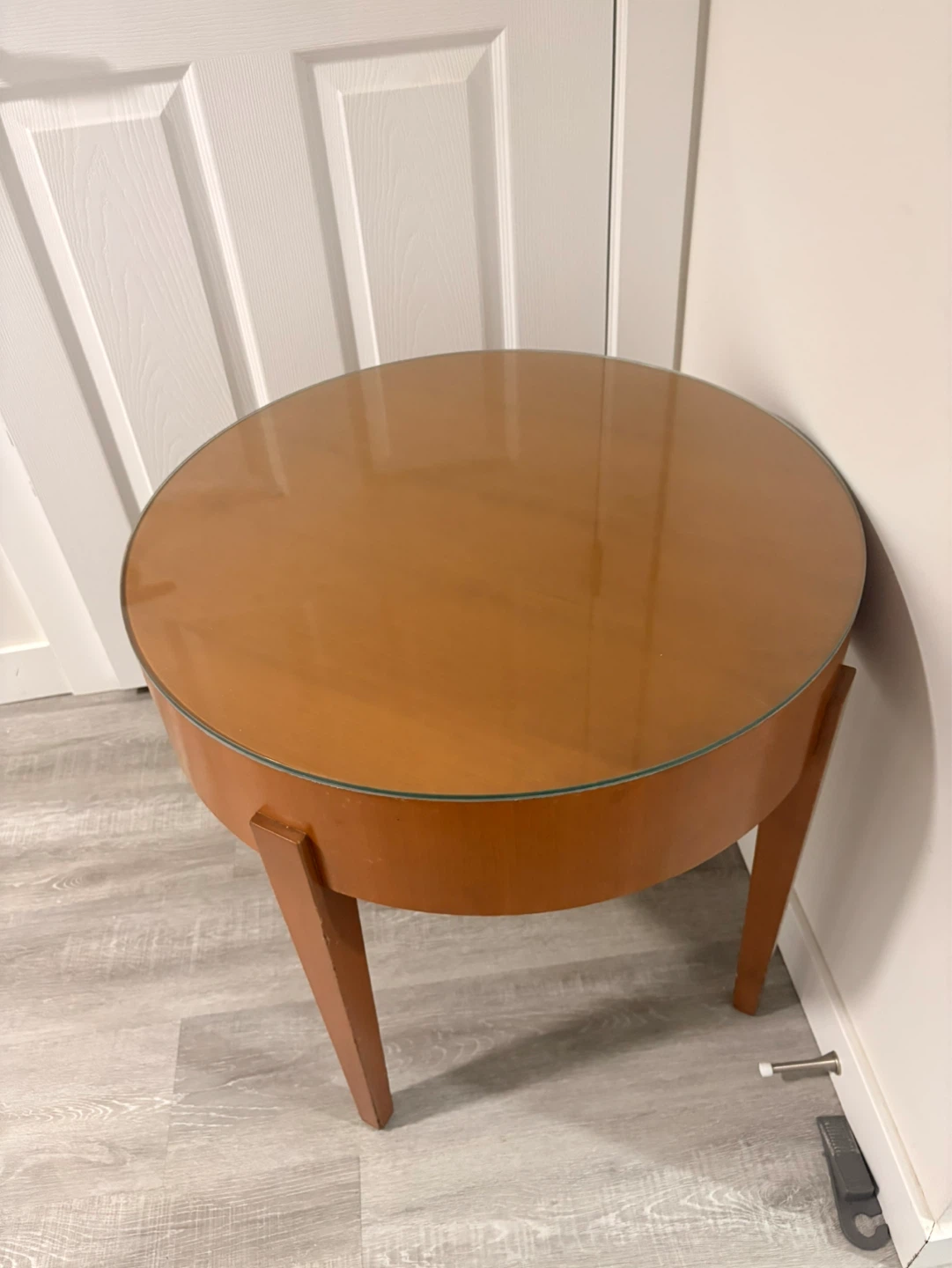 Round Side Table with Glass Top
