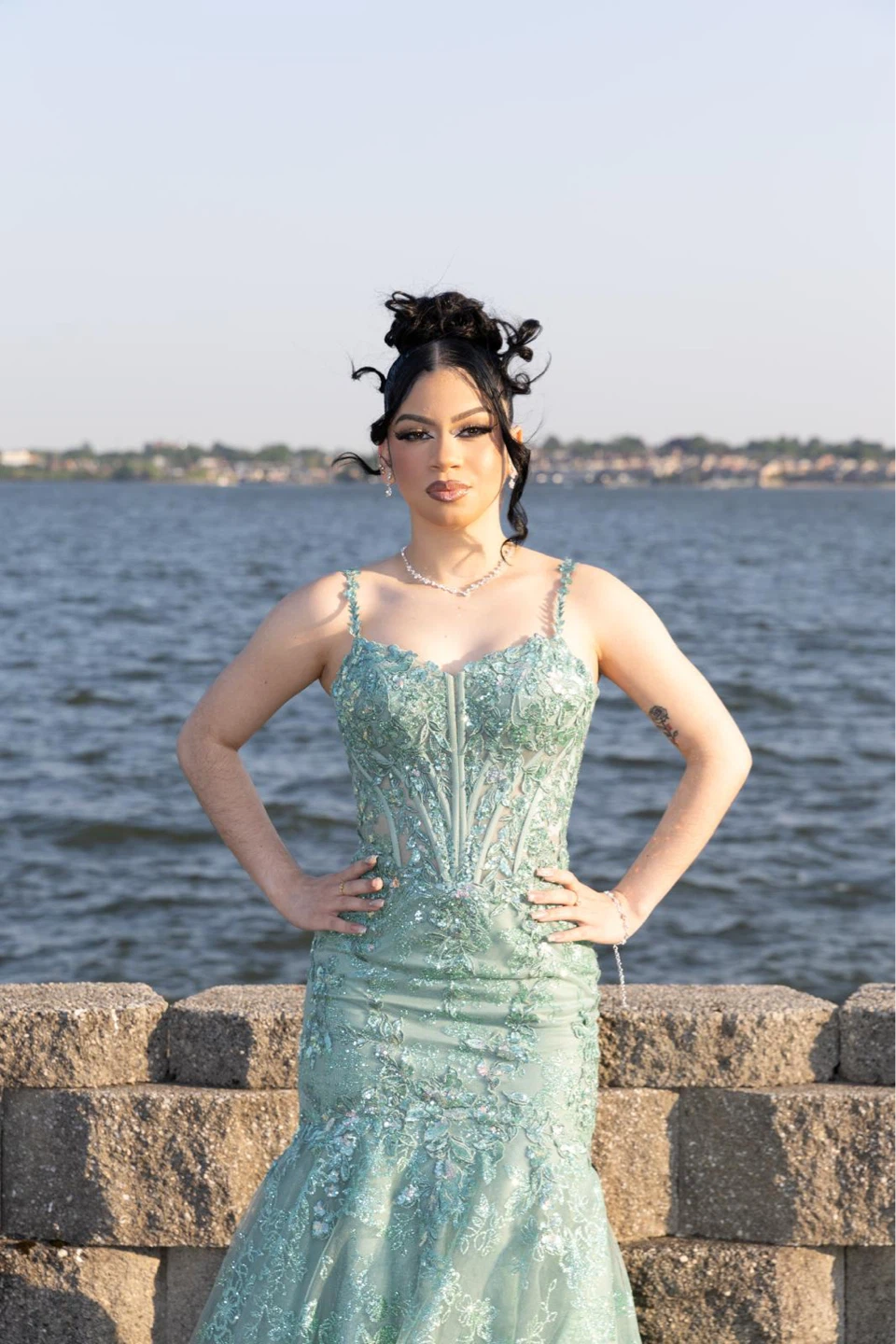 Mint Green Beaded Mermaid Prom Dress - photo 2