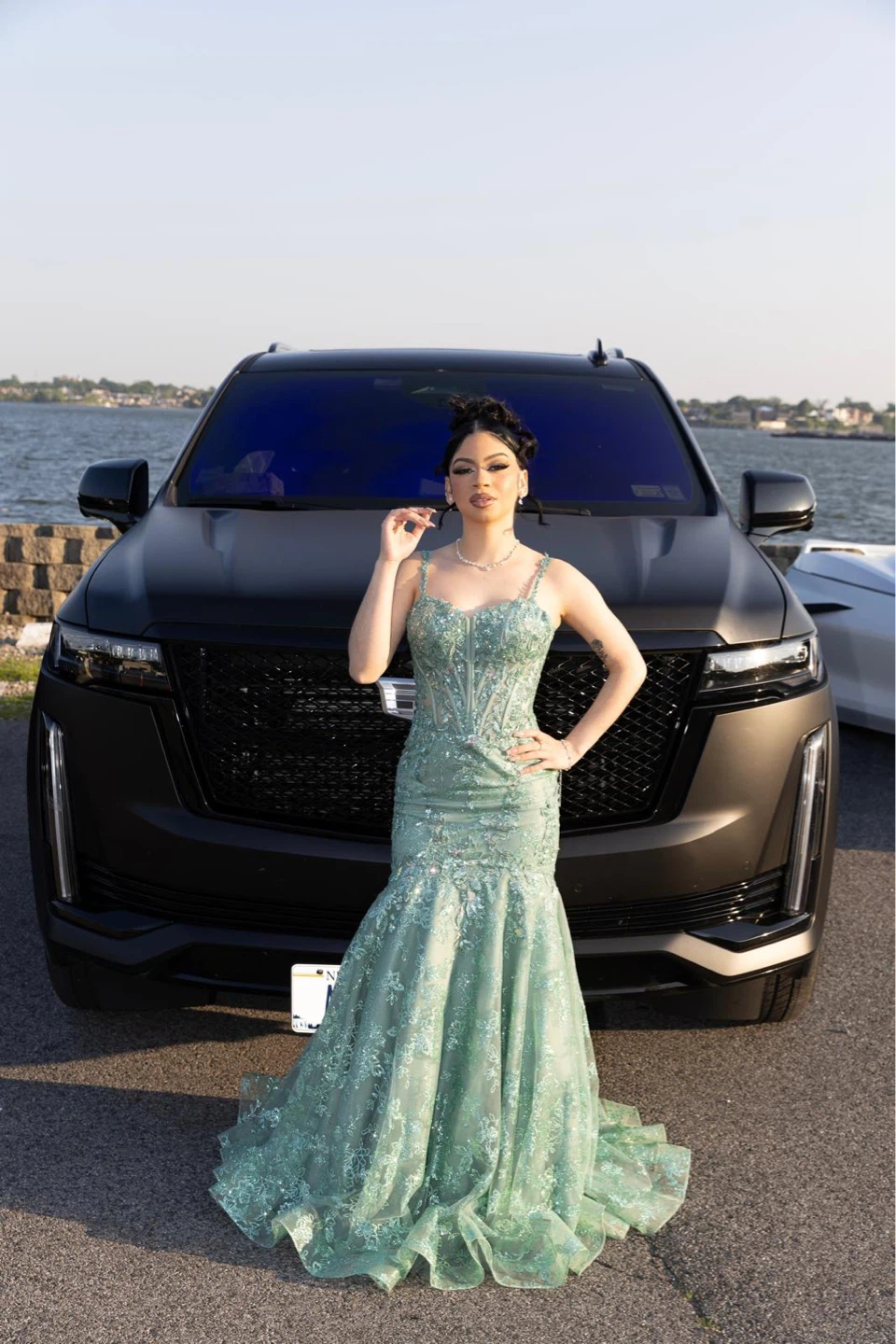 Mint Green Beaded Mermaid Prom Dress - photo 4