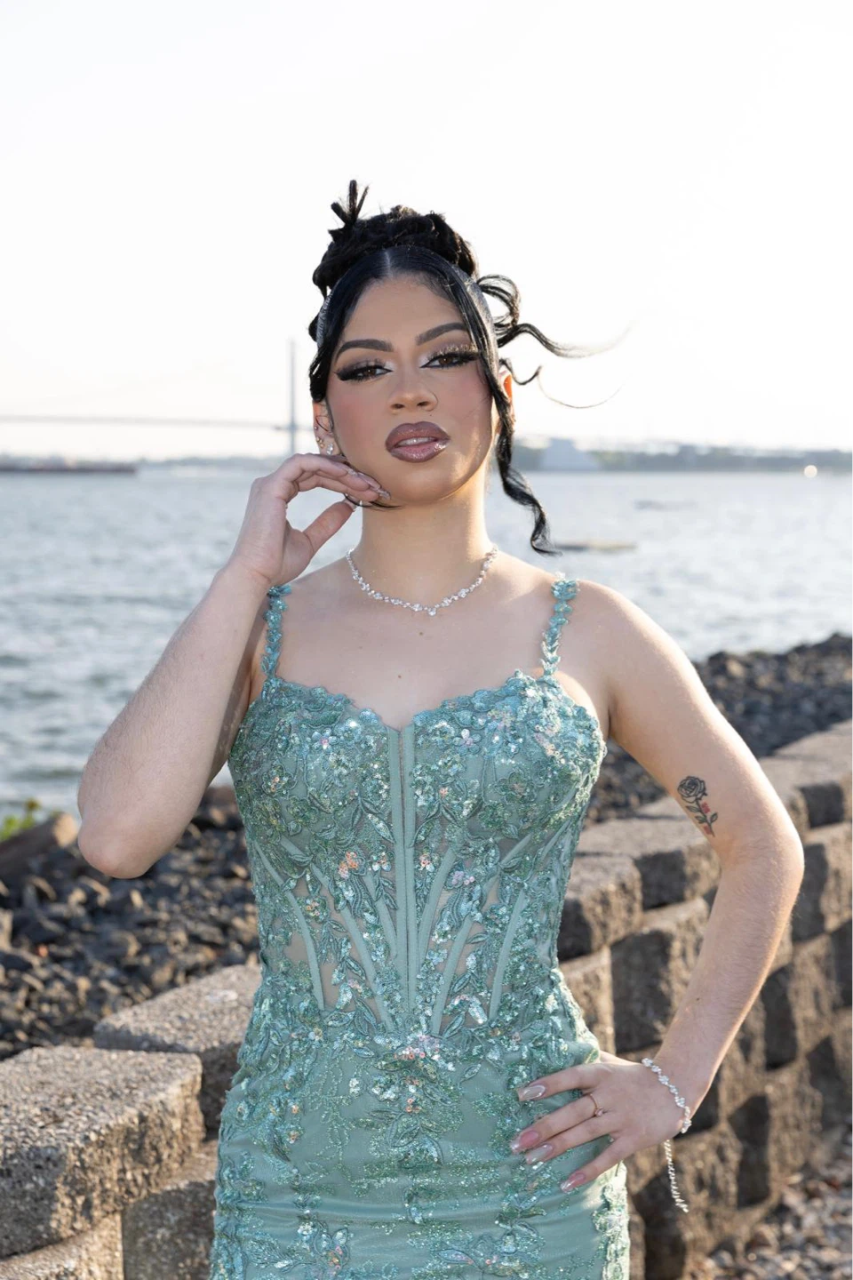 Mint Green Beaded Mermaid Prom Dress - photo 3