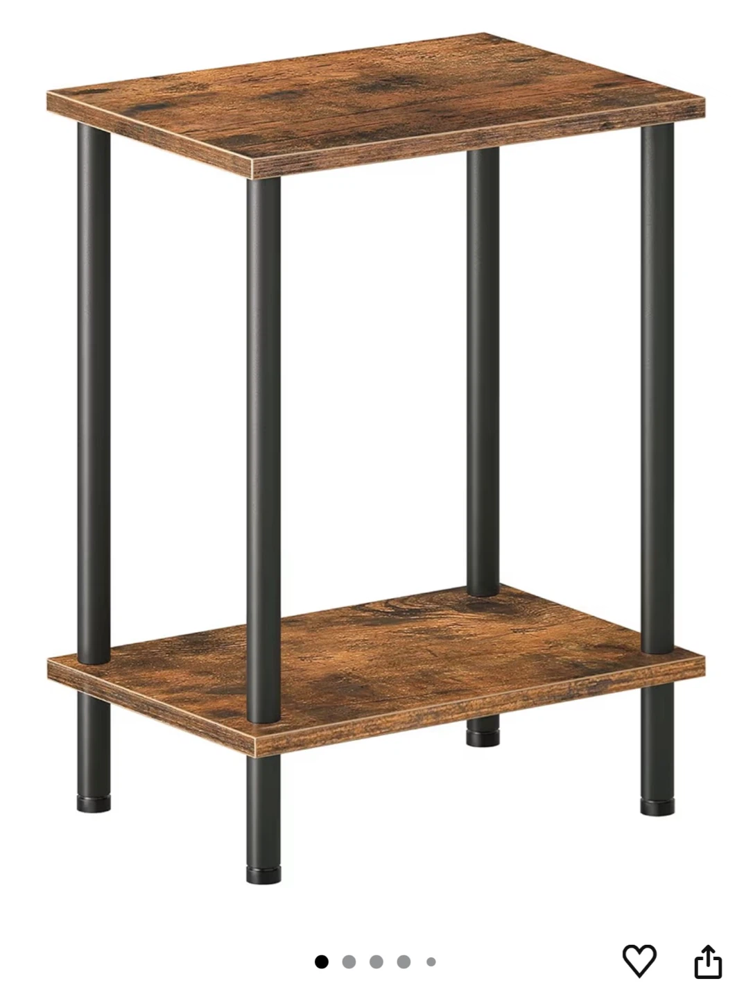 2-Tier Industrial End Side Table Brown