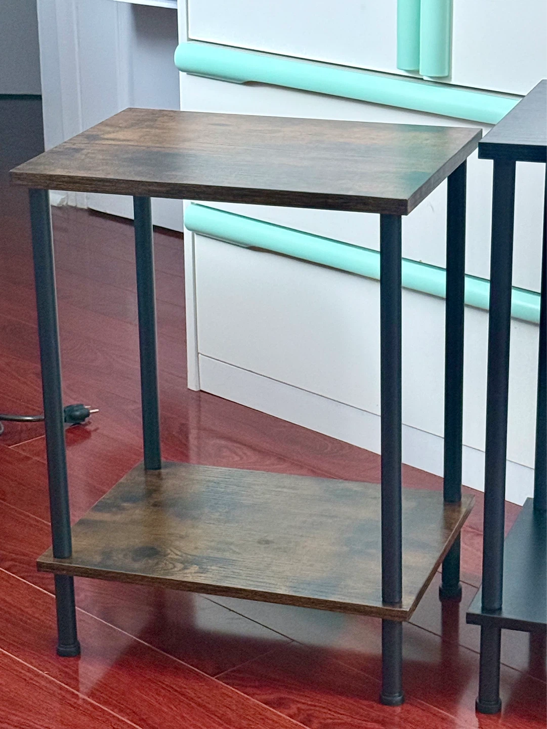 2-Tier Industrial End Side Table Brown - photo 4