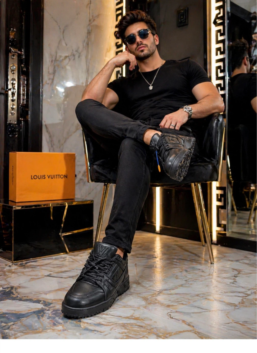 Louis Vuitton Black Leather Sneakers