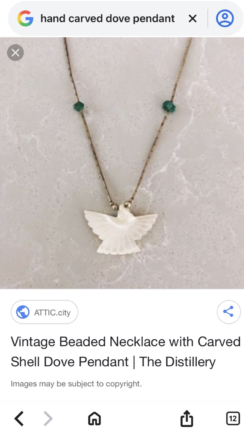 Vintage Hand Carved Shell Dove Pendant Necklace - photo 2