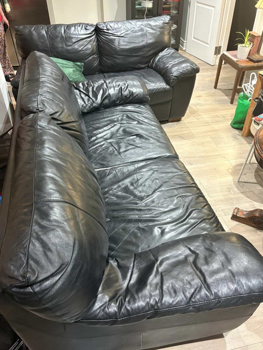 Black Leather Sofa - photo 3