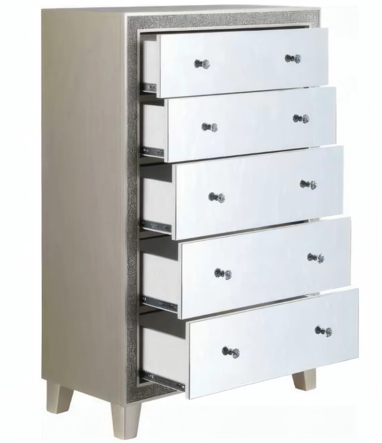 Mirrored 5-Drawer Chest with Crystal Knobs - photo 3