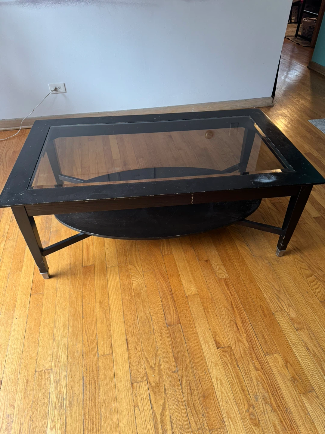 Black Coffee Table with Glass Top