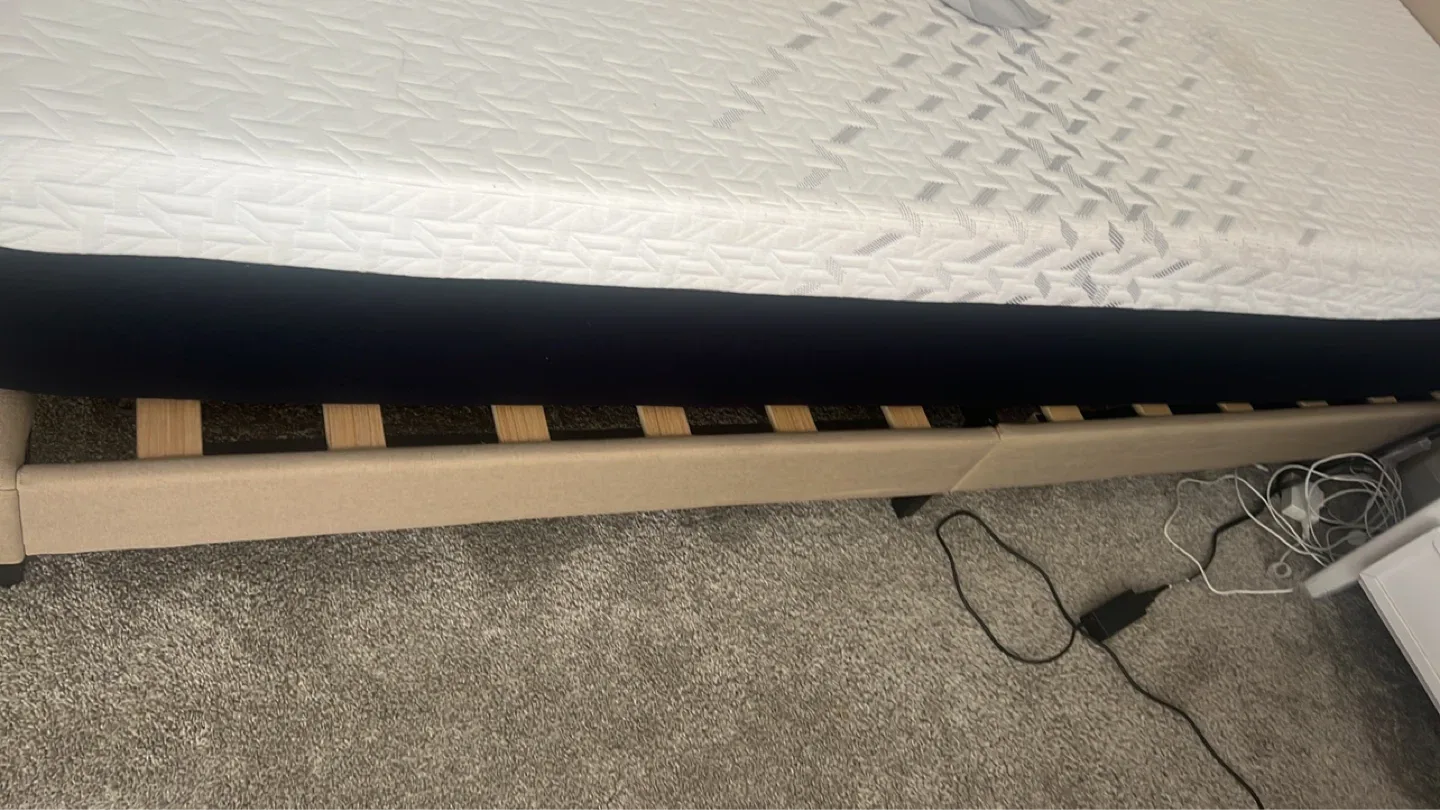 Tan Upholstered Headboard and Bed Frame - photo 2