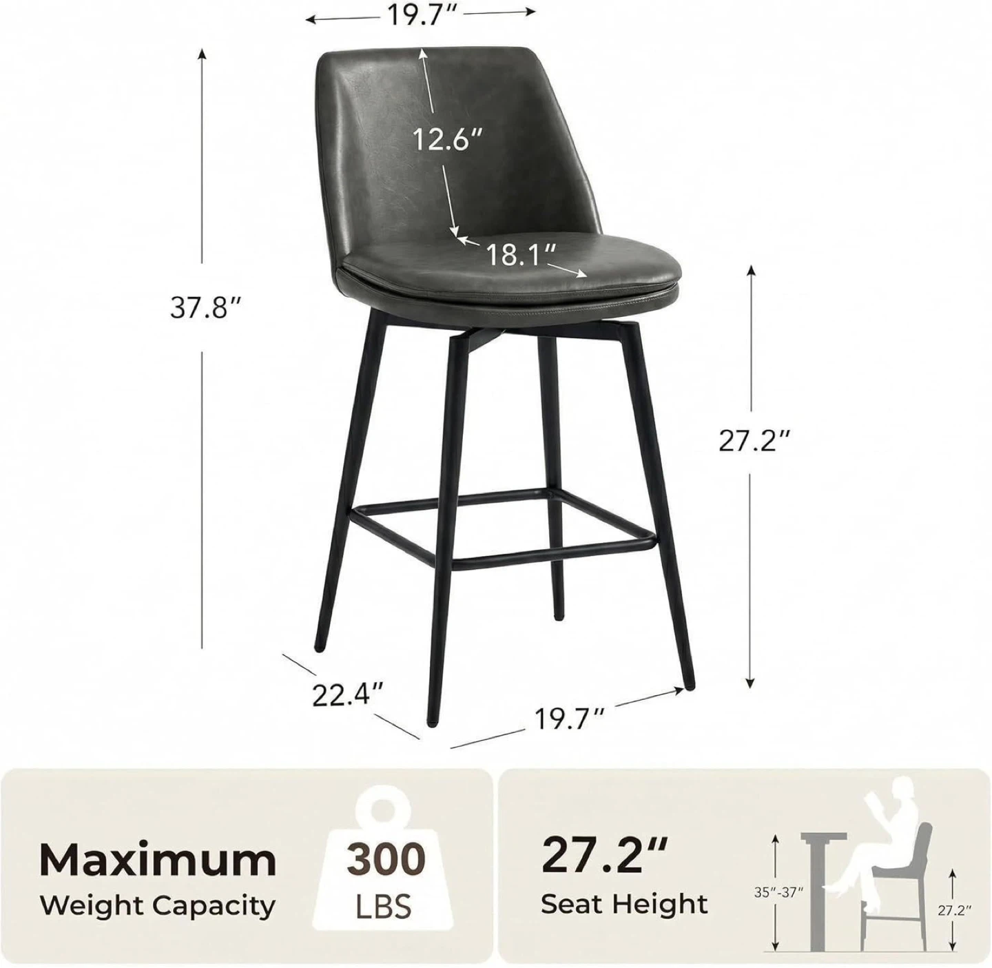 New Faux Leather Swivel Bar Stools - 2 - photo 2