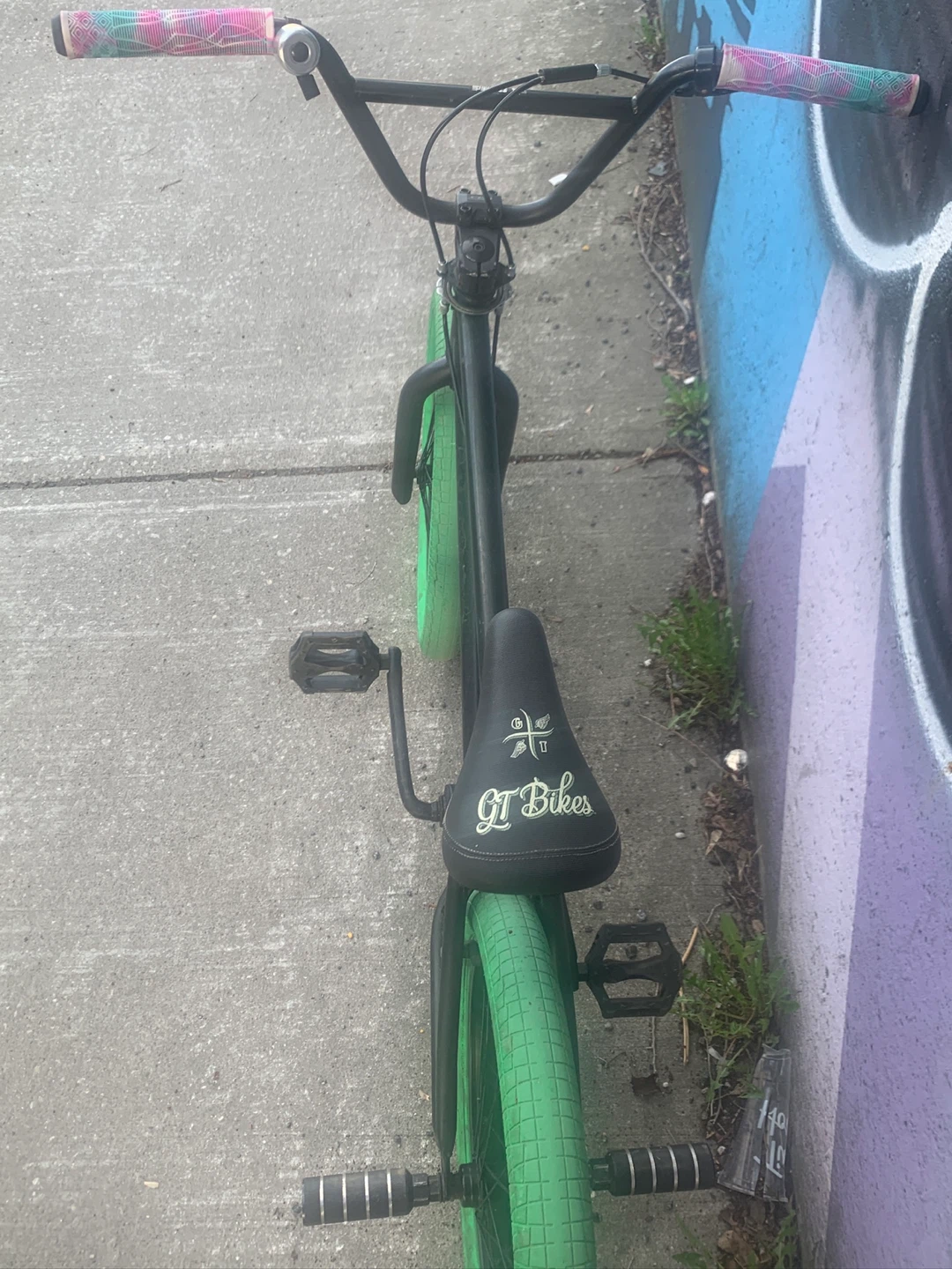 GT Bikes BMX Bicycle - Black with Green Tires - photo 2