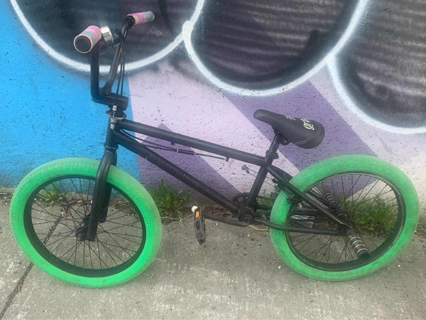 GT Bikes BMX Bicycle - Black with Green Tires