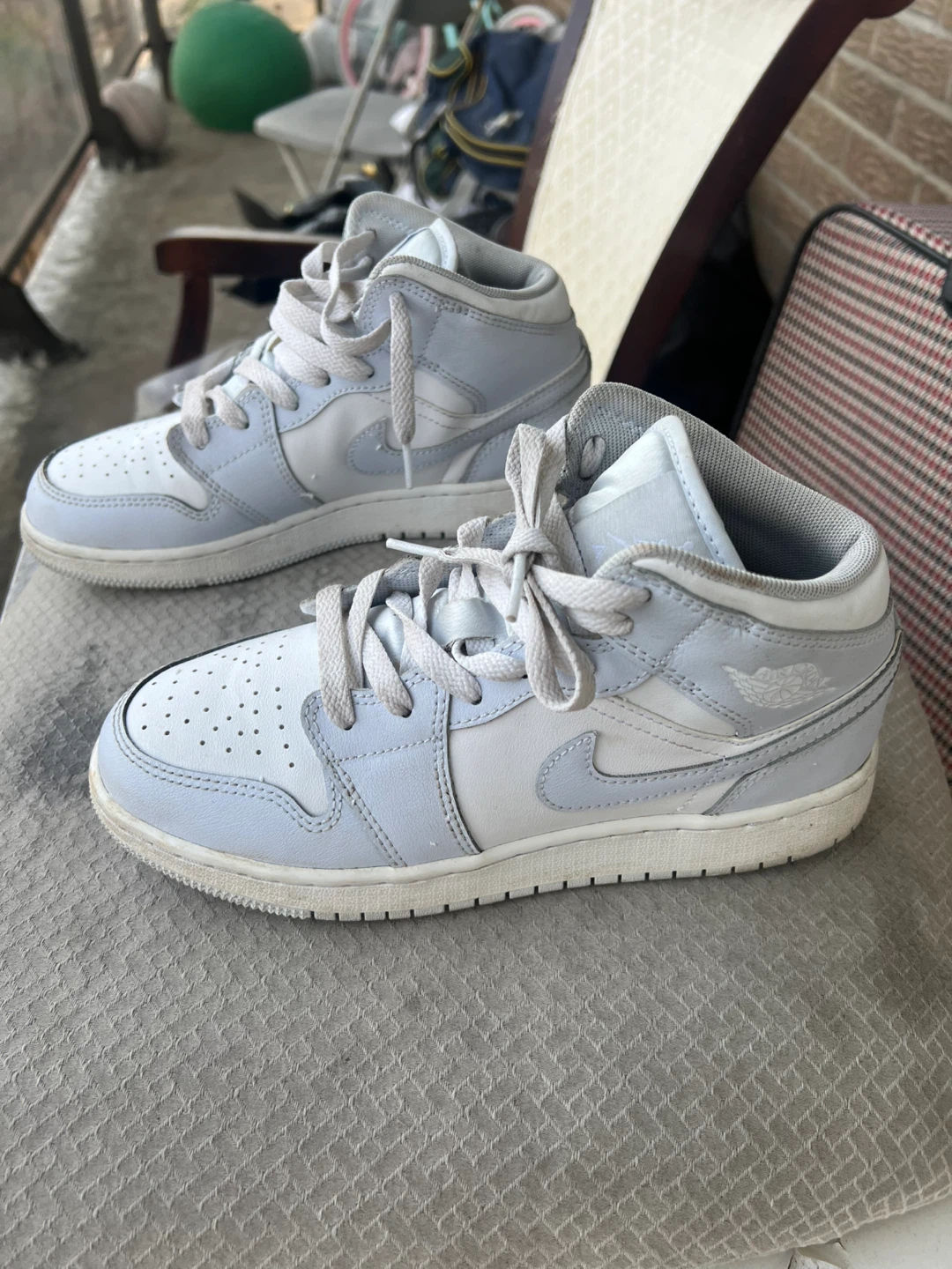 Air Jordan 1 Mid Light Blue & White Sneakers - photo 3