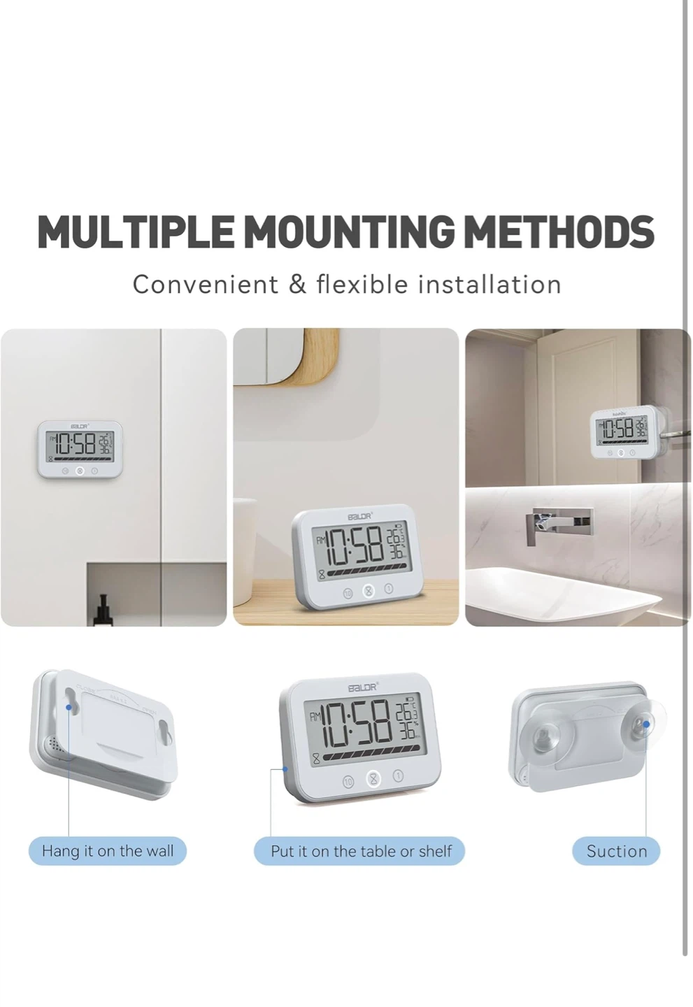 BALDR Digital Clock with Temp and Humidity Display - photo 4