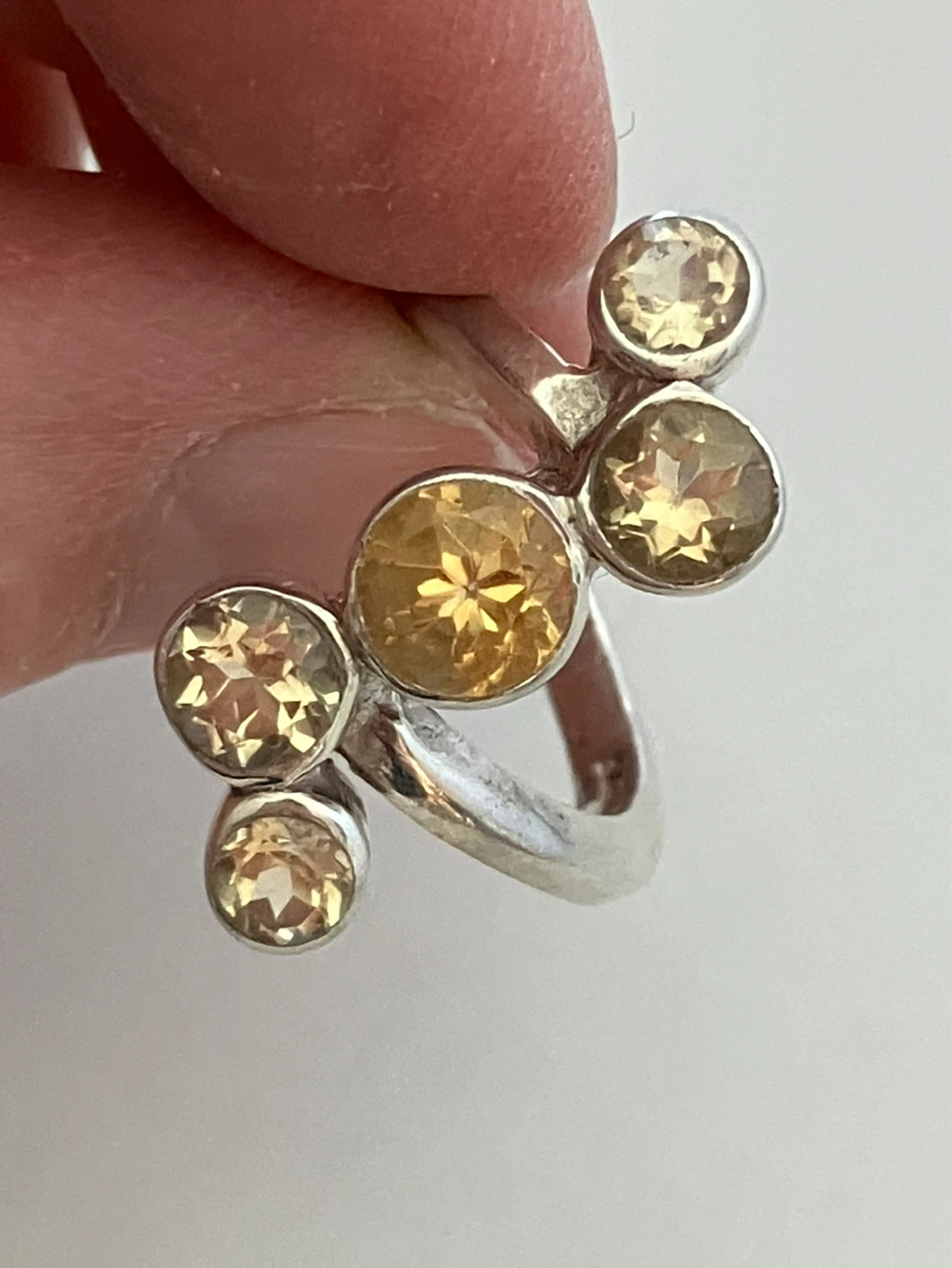 Sterling Silver Citrine Cluster Ring Size 6.6 - photo 2