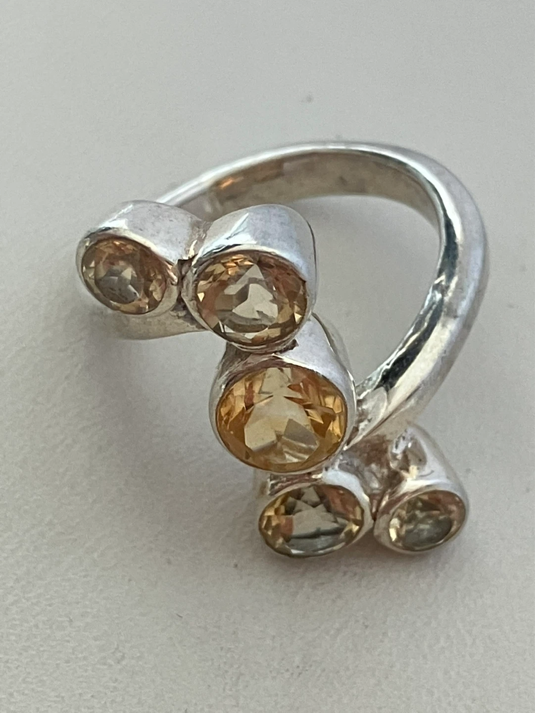 Sterling Silver Citrine Cluster Ring Size 6.6 - photo 4